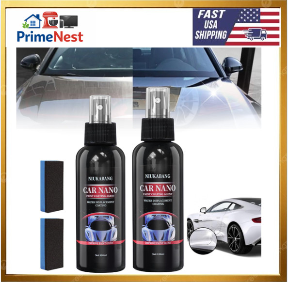 2PCS Car Nano Paint Coating Agent Water Displacement Coating Auto Nano 120 ML