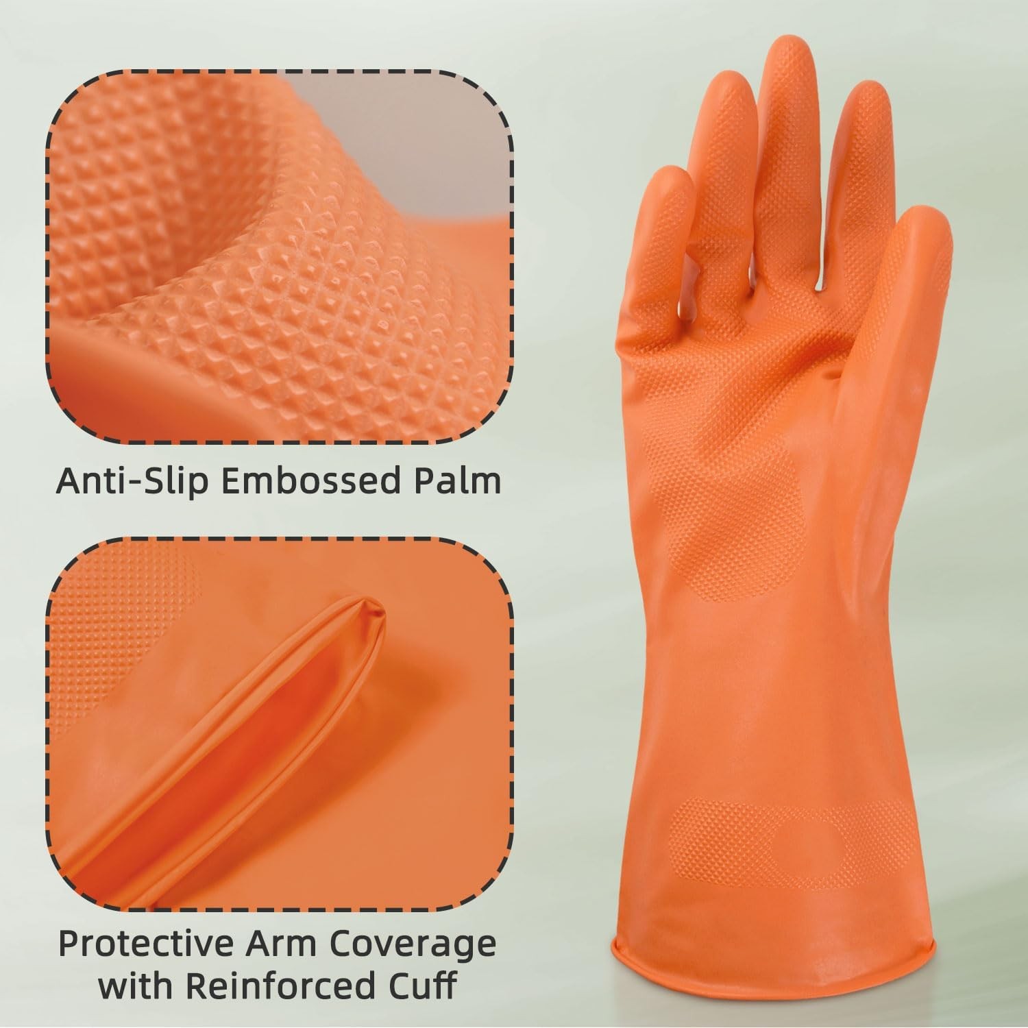 Cleanbear Cleaning Gloves Large, Reusable Nitrile Green,red,orange