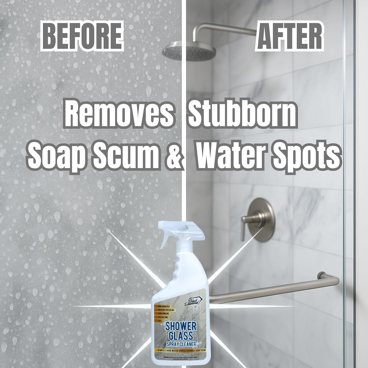 Shower Glass Cleaner – Professional Strength Shower Door & Tile Spray – Removes