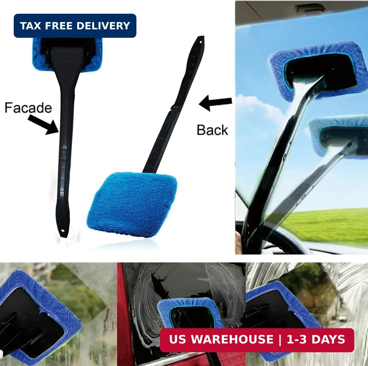 10pcs Car Windshield Cleaning Tool, Windshield Cleaner with 5 Washable and Reusa