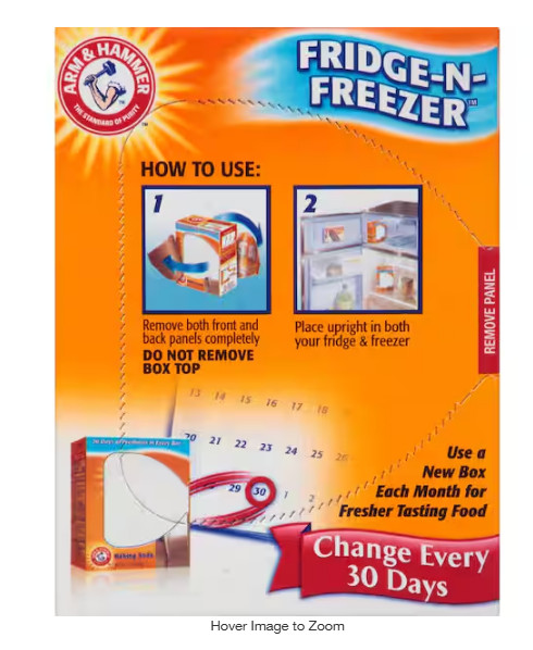 Arm & Hammer Baking Soda Fridge-n-Freezer Odor Absorber, Orange 14 oz Pack of 12