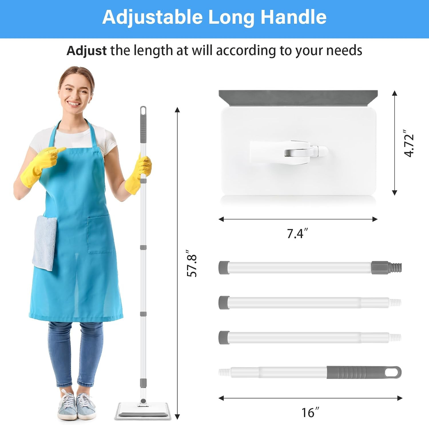Baseboard Cleaner Tool with Handle, Baseboard Cleaner with Extendable Long Hand