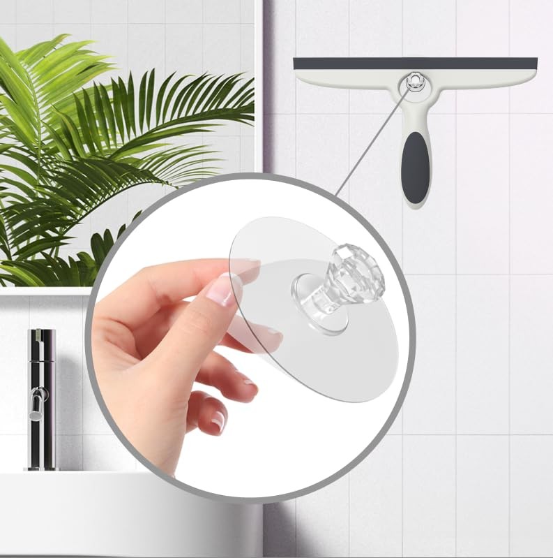 10 Inch Gray Shower Squeegee with Adhesive Hook Pack of 2