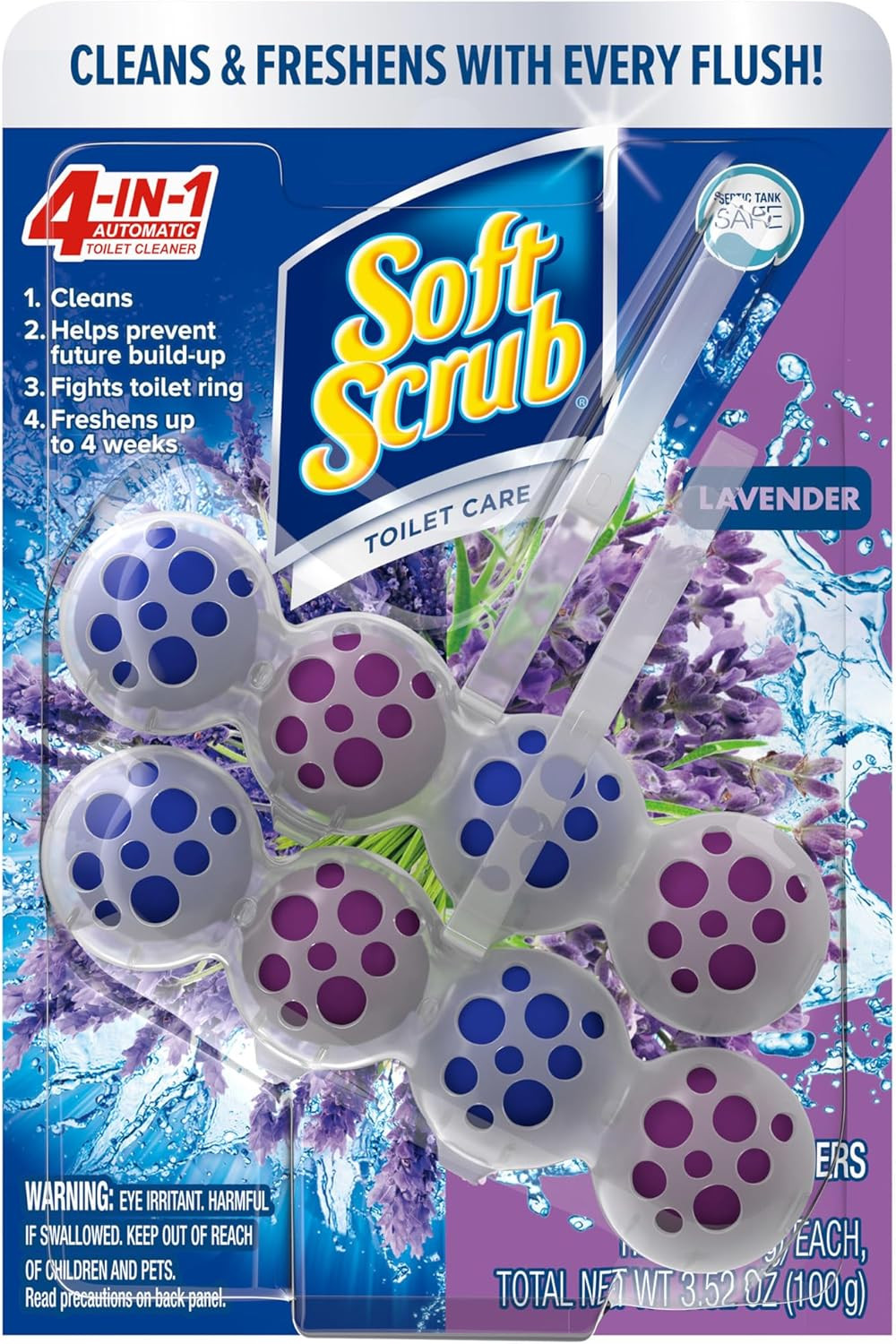4-in-1 Rim Hanger Toilet Bowl Cleaner, Lavender, 2 Count