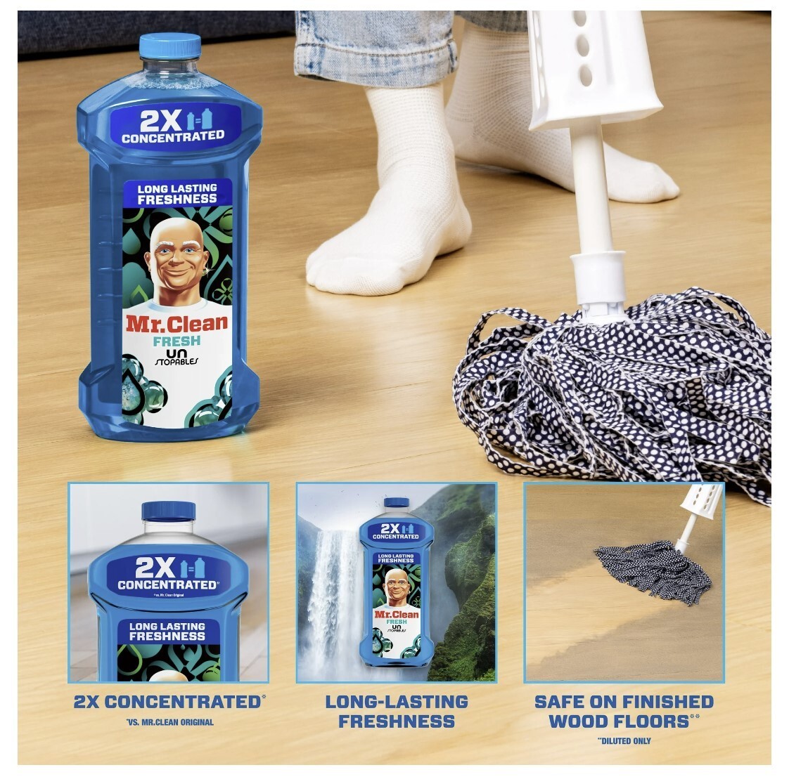 Mr. Clean 2X Concentrated Multi Surface Cleaner with Unstopables Fresh Scent …
