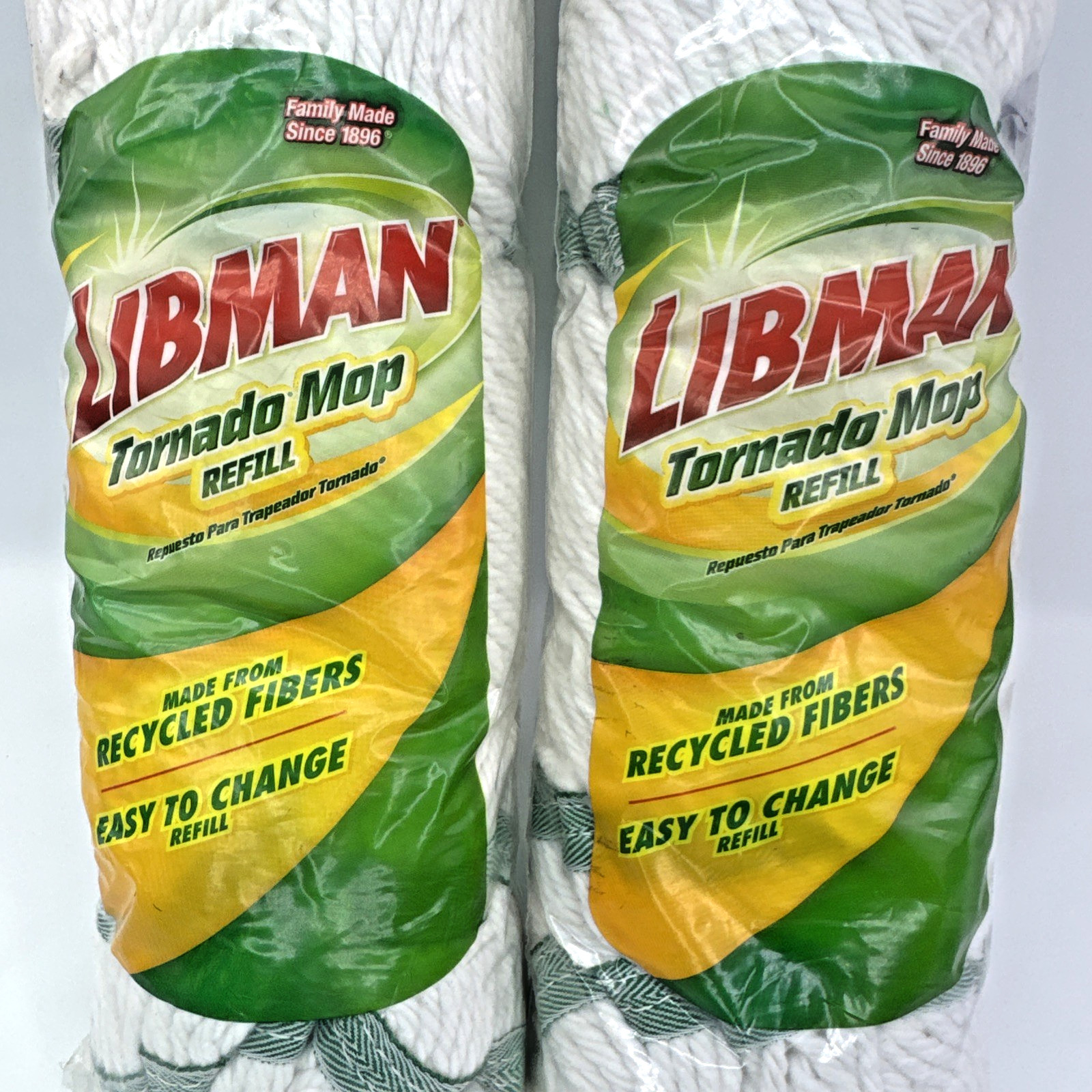 Lot 2 Libman Tornado Mop Refills #02031 Recycled Fibers Easy Change Replacement