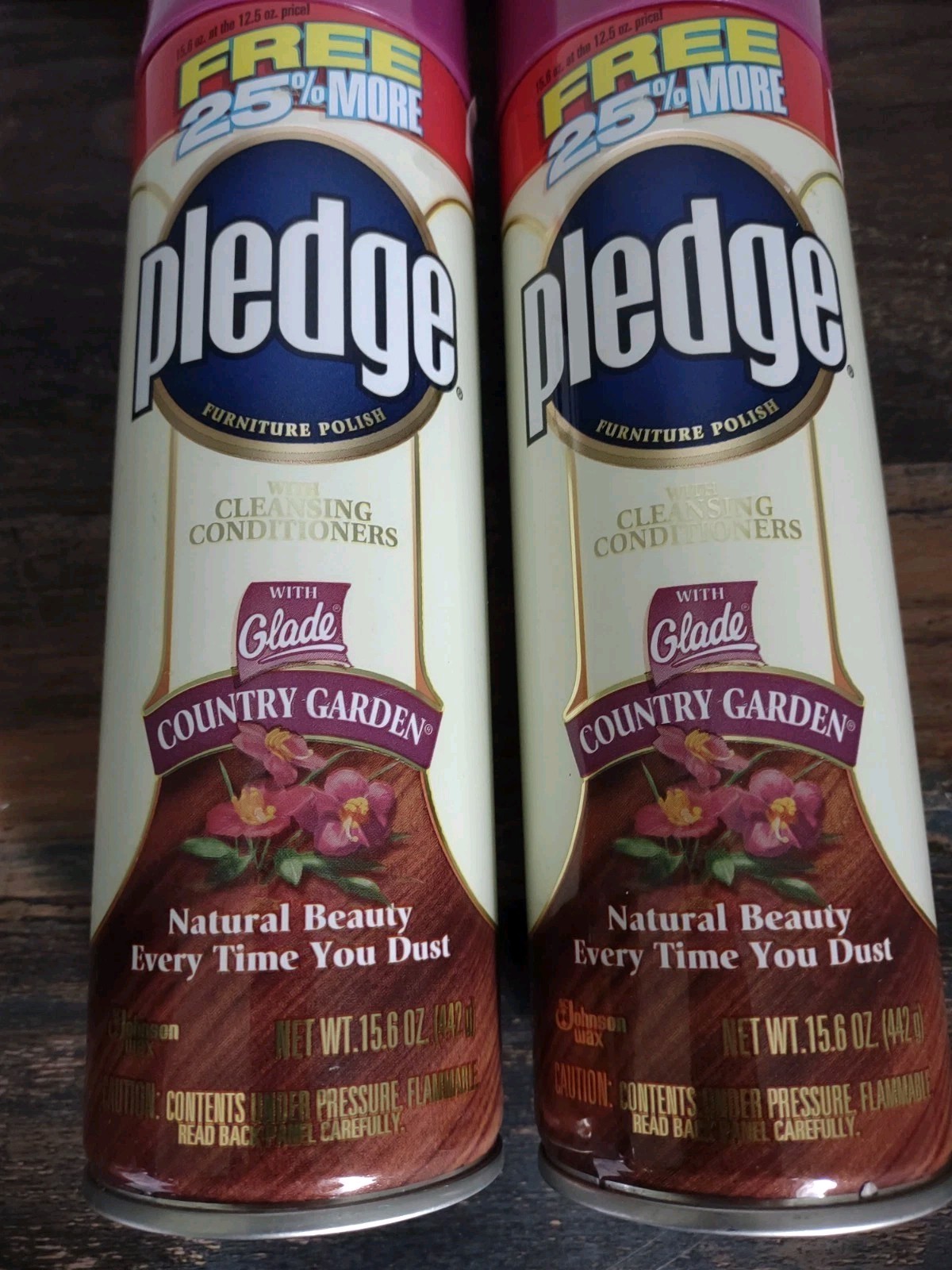 2-Vintage PLEDGE with GLADE COUNTRY GARDEN FURNITURE Polish Spray 1998 NOS