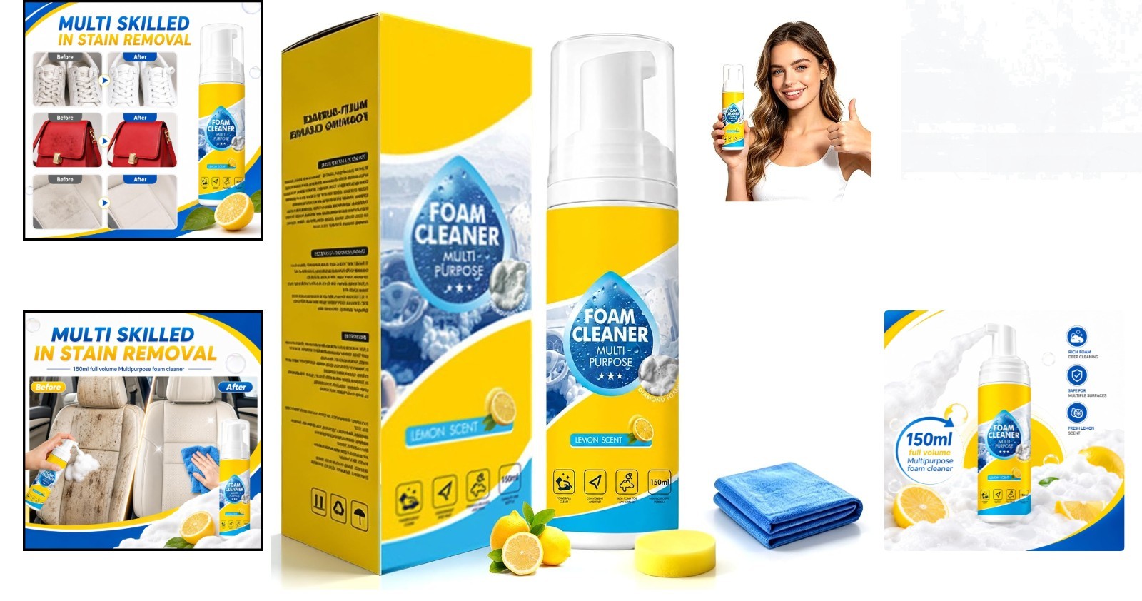 All-Purpose 5oz Foam Cleaning Spray: Perfect for Car, Kitchen, and Upholstery