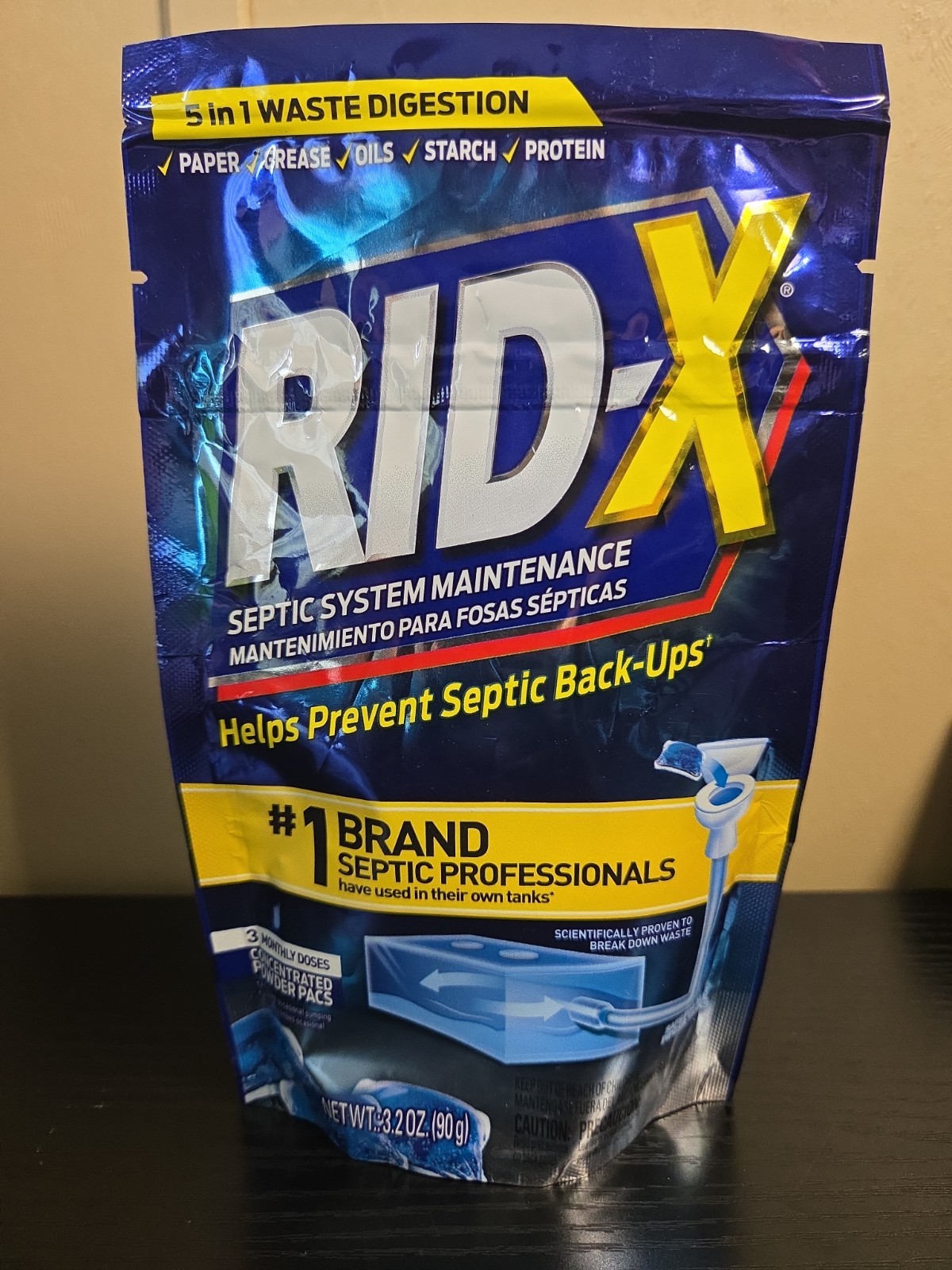 Rid-X Septic System Maintenance Powder Pacs 3.2oz 3 Month Supply Prevents Backup