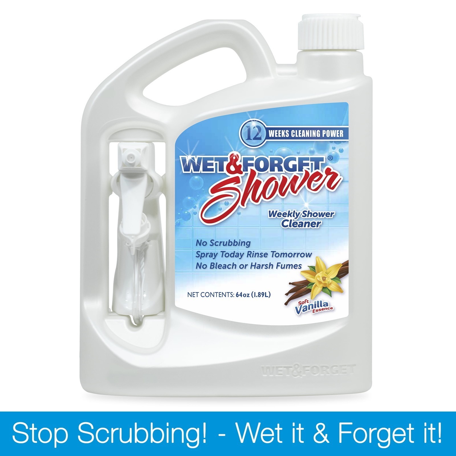 Weekly Shower Cleaner No Scrub Spray Safe All Surfaces Vanilla Scent 64 Fl Oz US