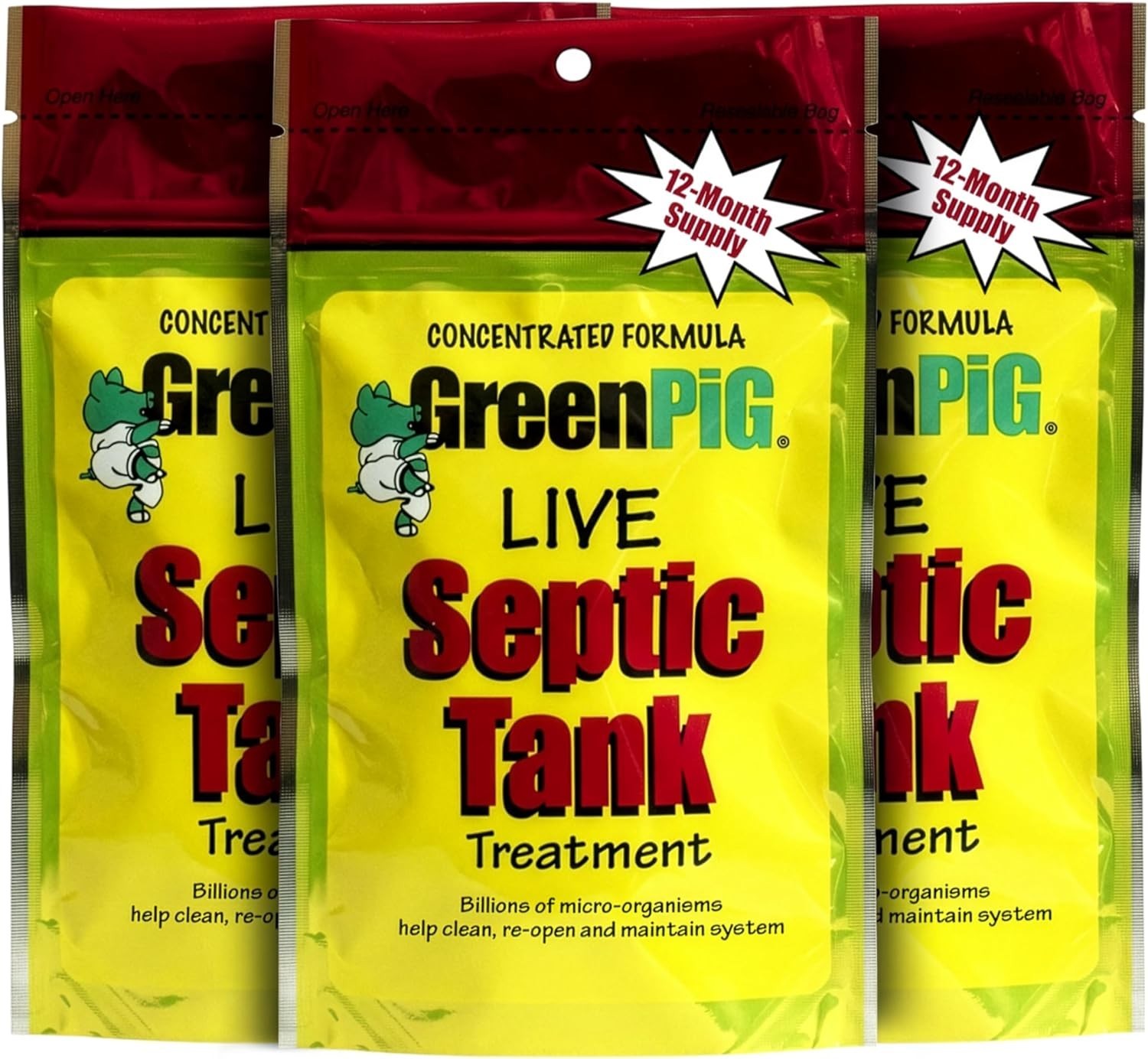 -Enzyme Septic Treatment – 12 Flush Packets, Odor Control