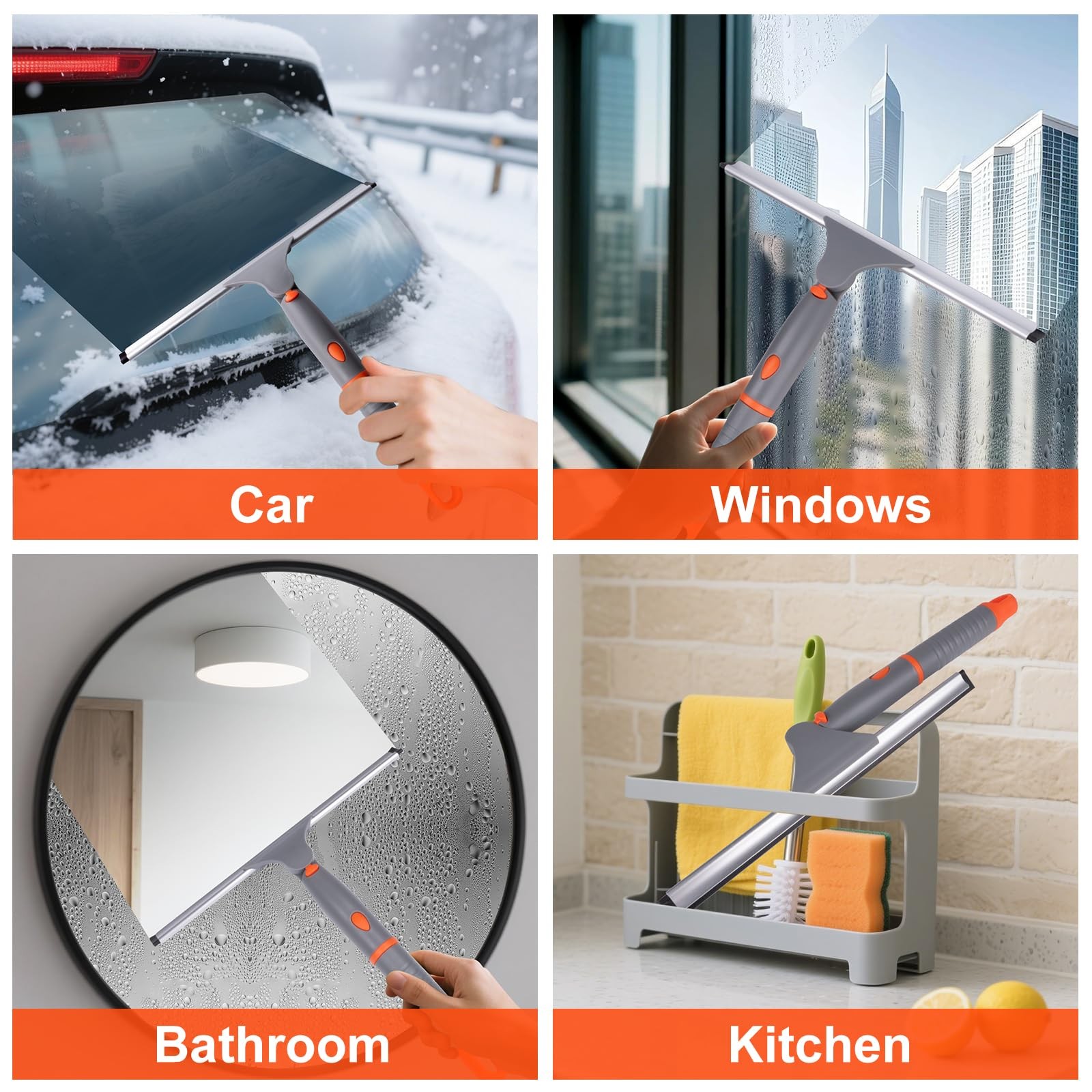 Swivel Shower Squeegee for Glass Doors, All-Purpose Anti-Slip Window Squeegee…