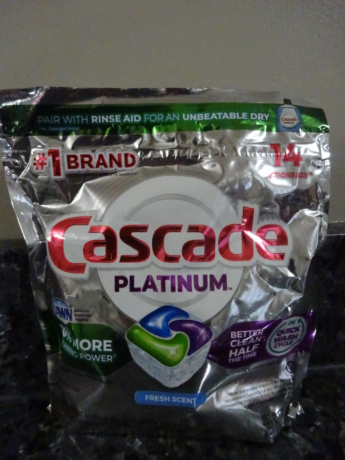 168 Cascade Platinum FRESH Scent Dishwasher Detergent Tabs (12 packs of 14 tabs)