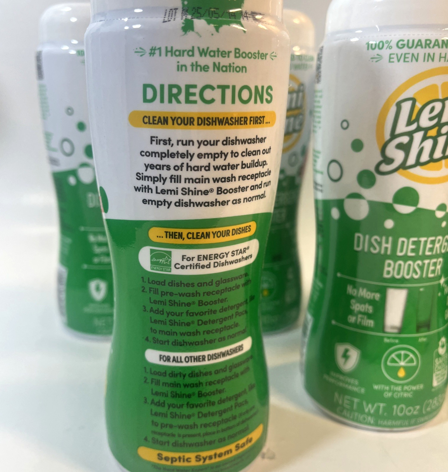 Lemi Shine Dish Detergent Booster 10 oz Pack of 7 Hard Water Stain Remover