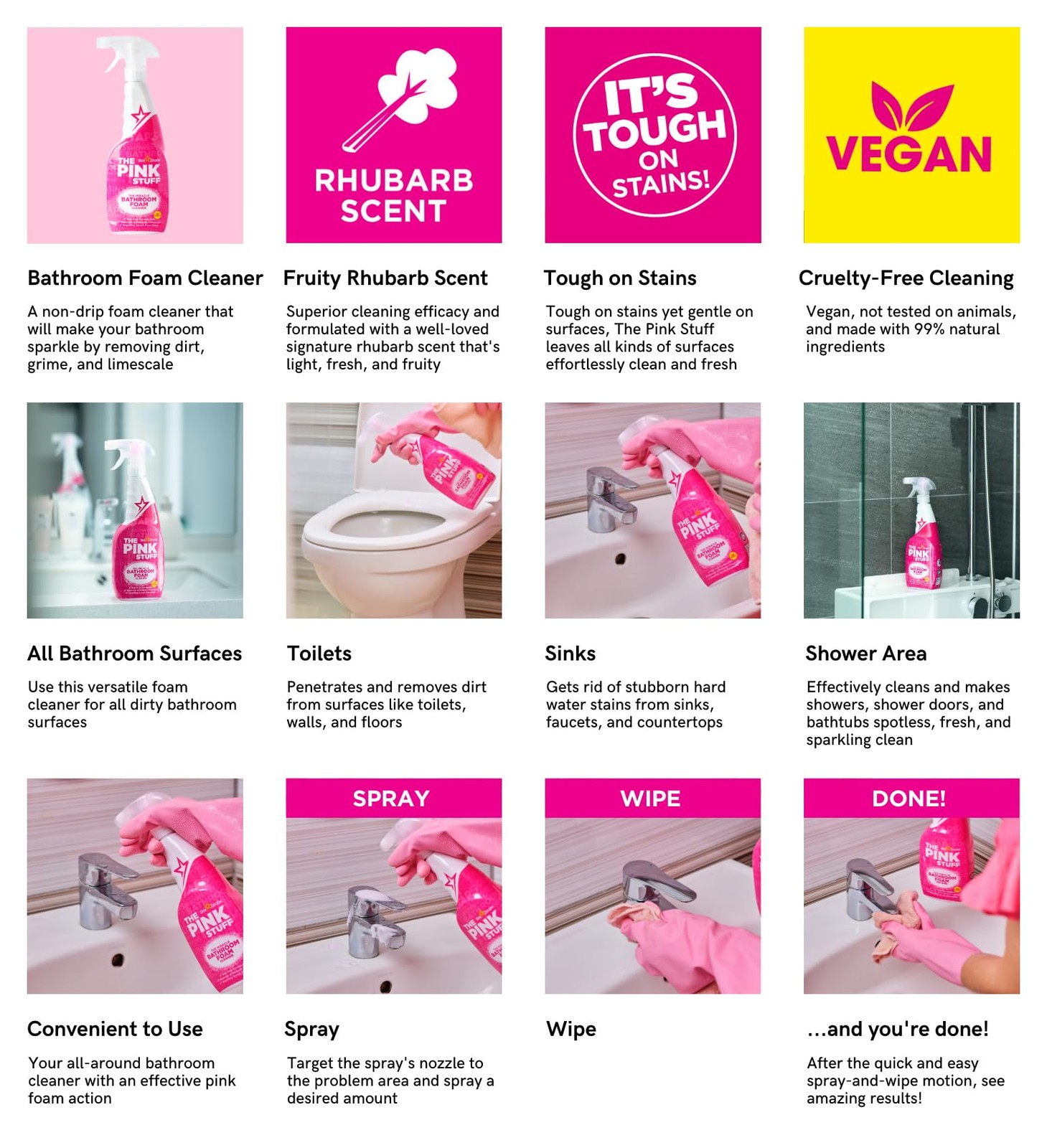 Stardrops – The Pink Stuff – Miracle Bathroom Foam Cleaner 750ml – Baths, Tiles,
