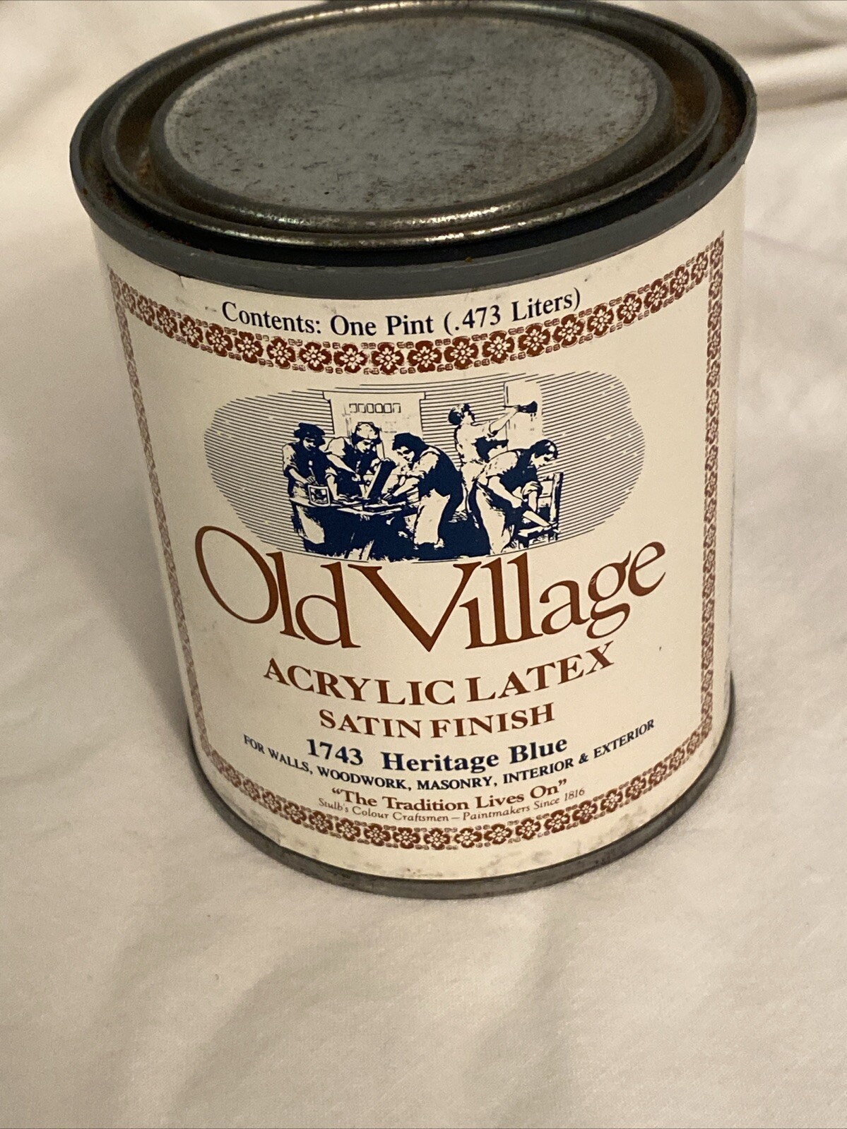 Olde Village Acrylic Latex Paints Satin Finish 1743 Heritage Blue Pint