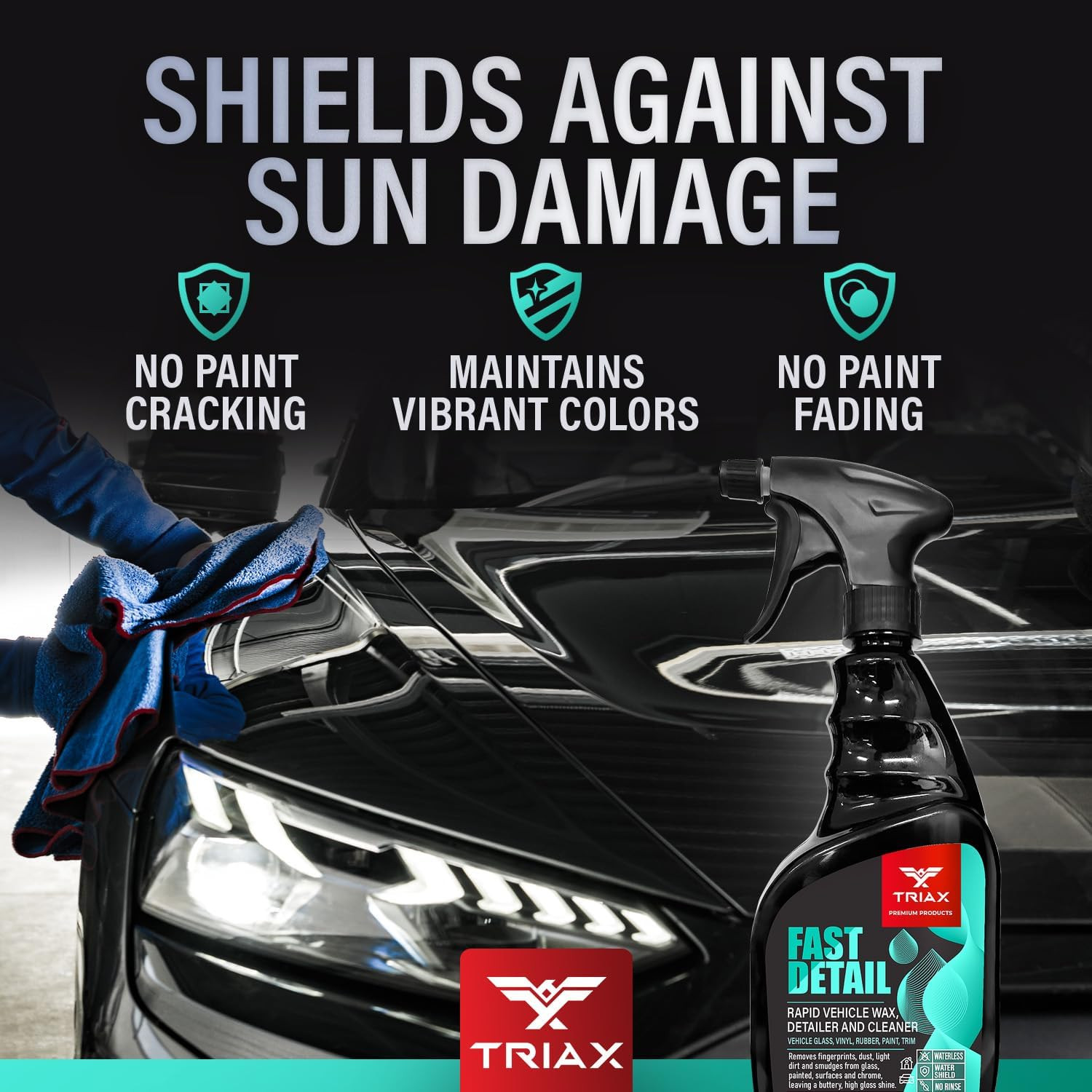Fast Detail Rapid Car Wax and Cleaner, High Gloss Vehicle Detailer for Paint, Gl