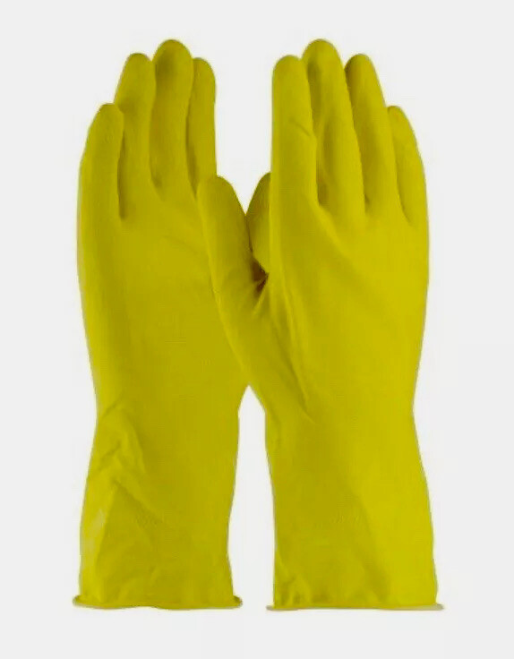Yellow Latex Household Cleaning Dishwashing Gloves – 3 Pairs (6 Gloves) – Large