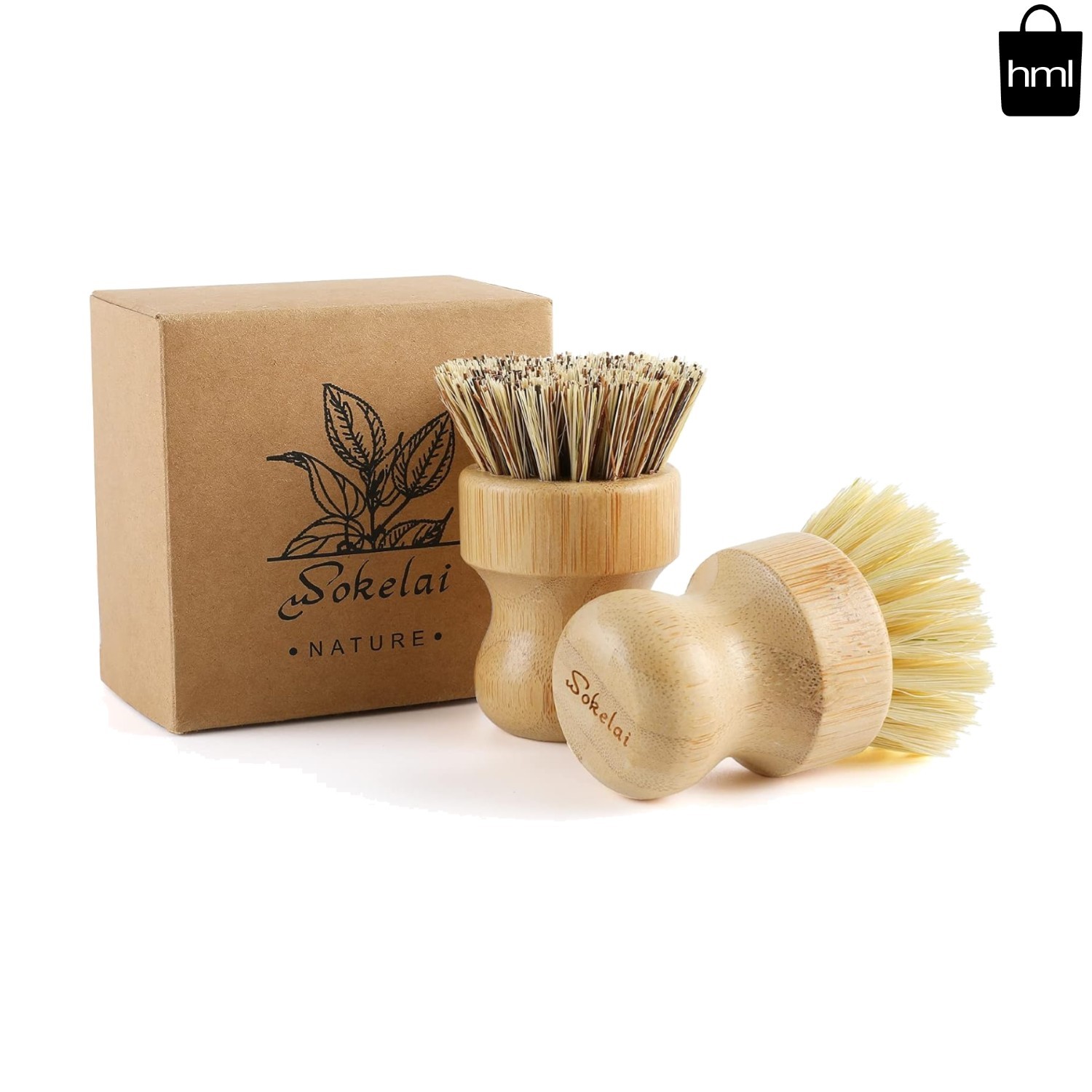 Bamboo Dish Scrub Brushes Set for Kitchen – Wooden Cleaning Scrubbers Brushes