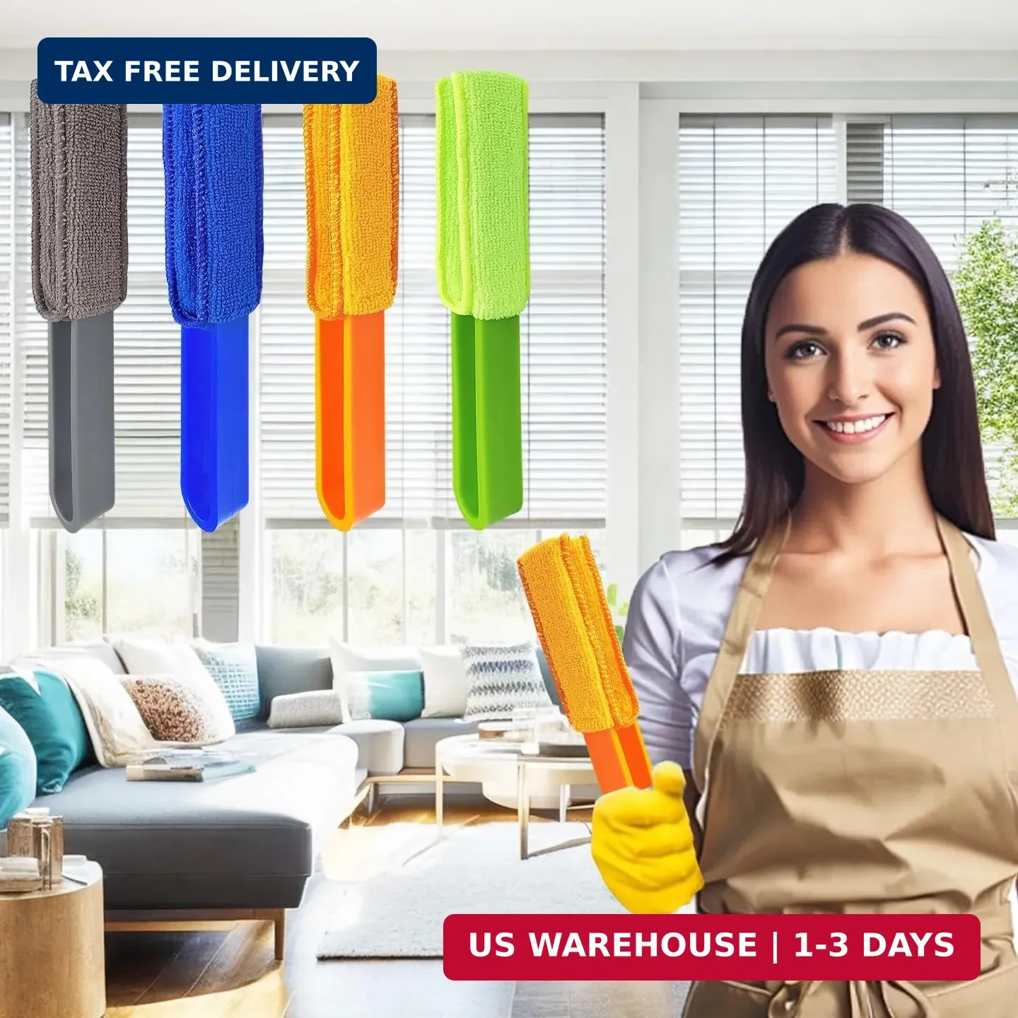 4 Pack Microfiber Blinds Duster, 4 Removable and Washable Sleeves, Cleaner for W