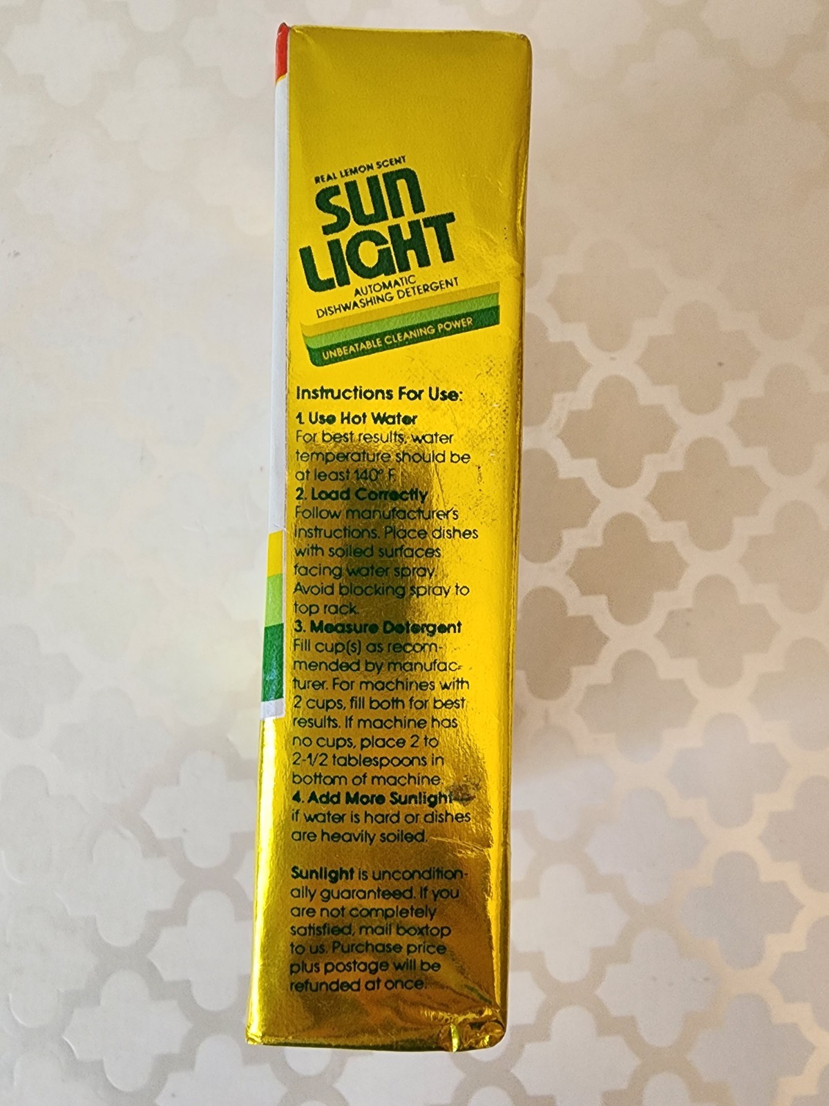 Vtg New Sun Light Dishwasher Detergent Soap 5.8oz Full Lemon Scent Prop