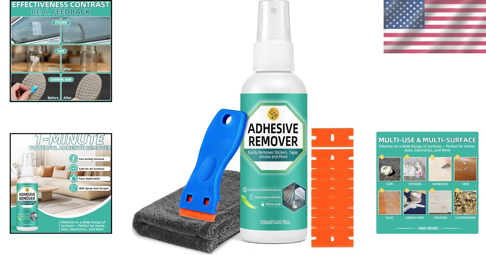 Compact Lemon Scent Adhesive Remover Spray – 4 Oz, Easy Clean for Home & Travel