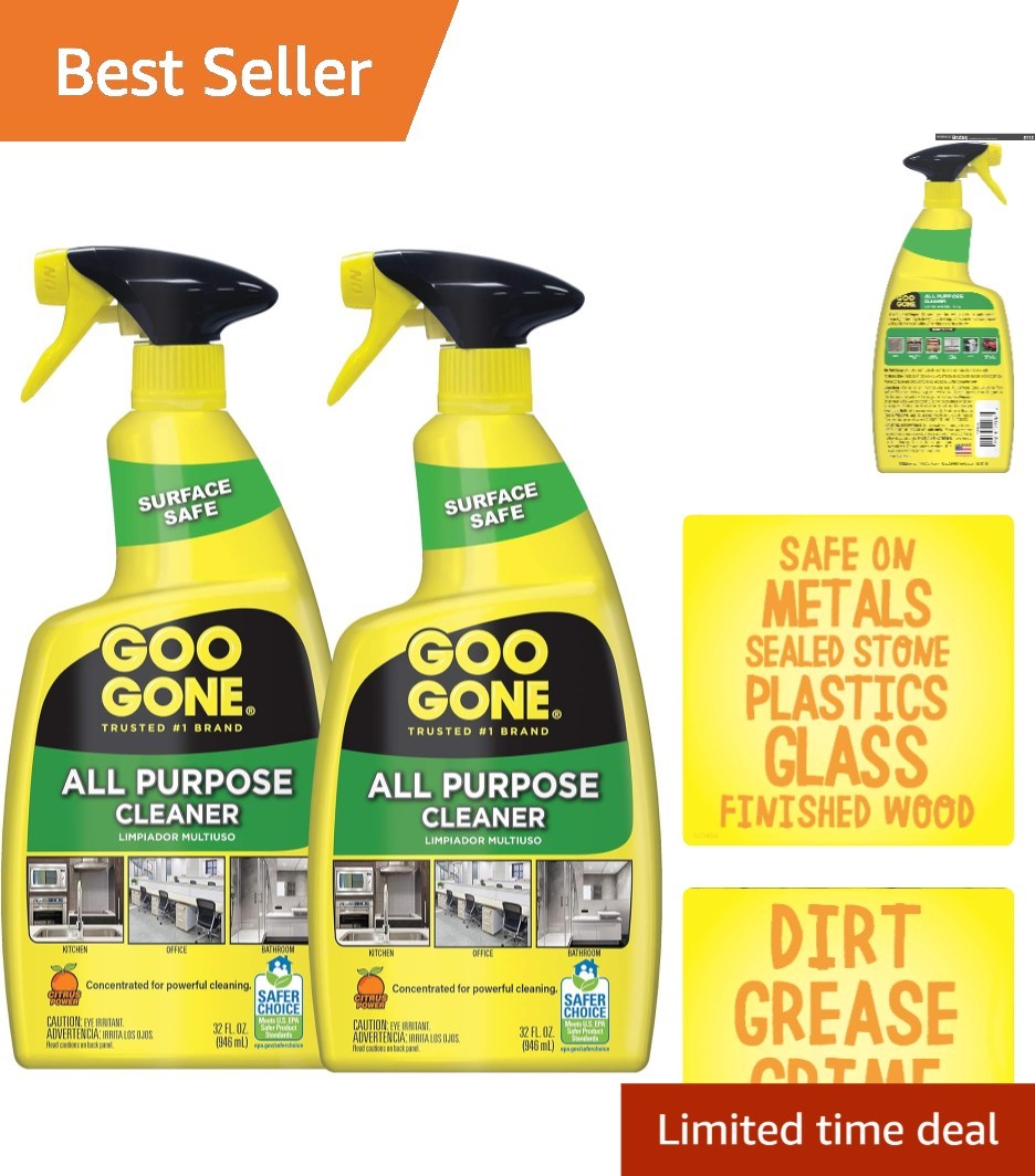 Versatile All-Purpose Cleaner – Citrus Scent – 64oz Plant-Based Spray Duo