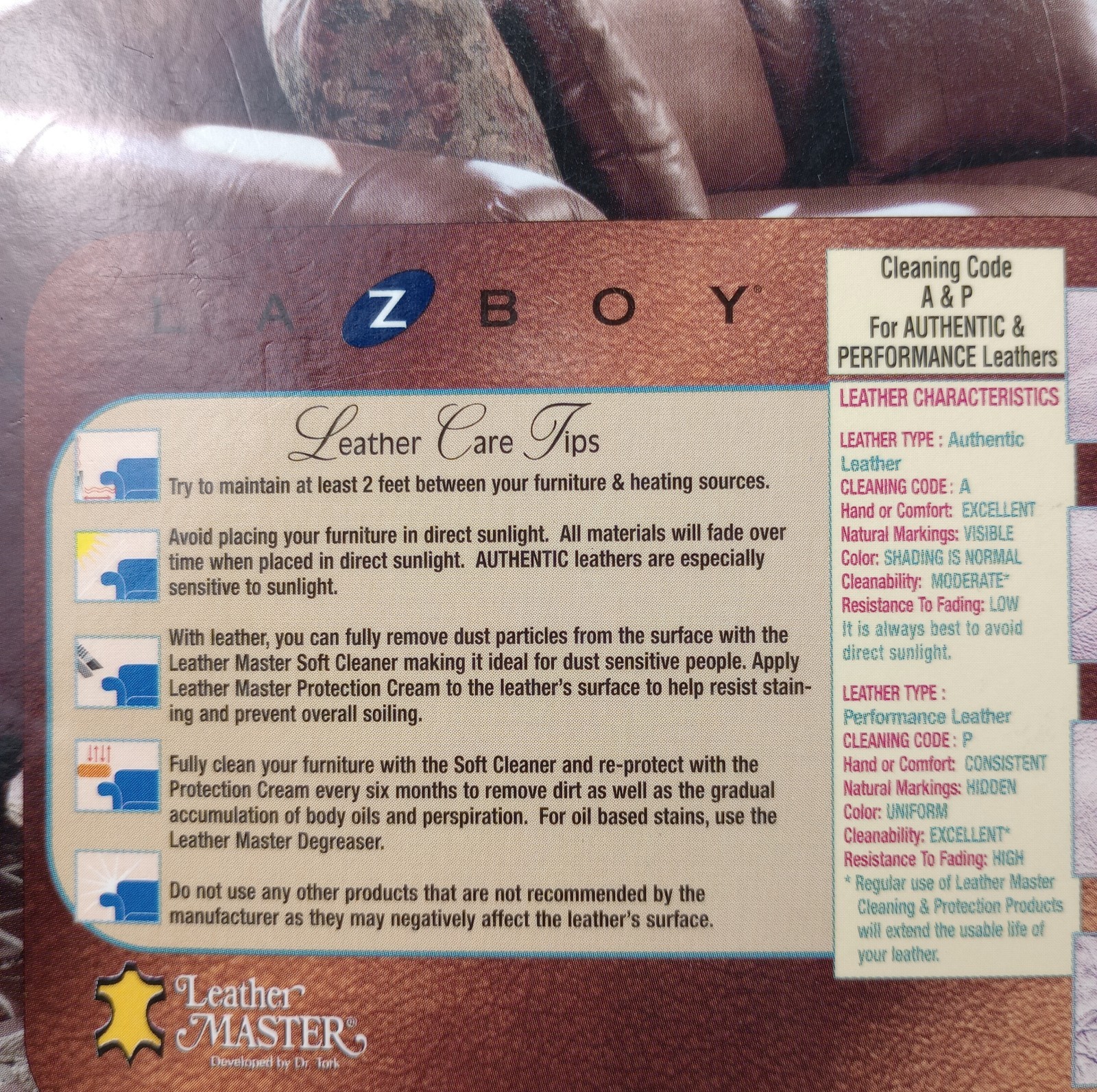 La-Z-Boy Stainsafe Leather Master Leather Protection Clean Program New Sealed