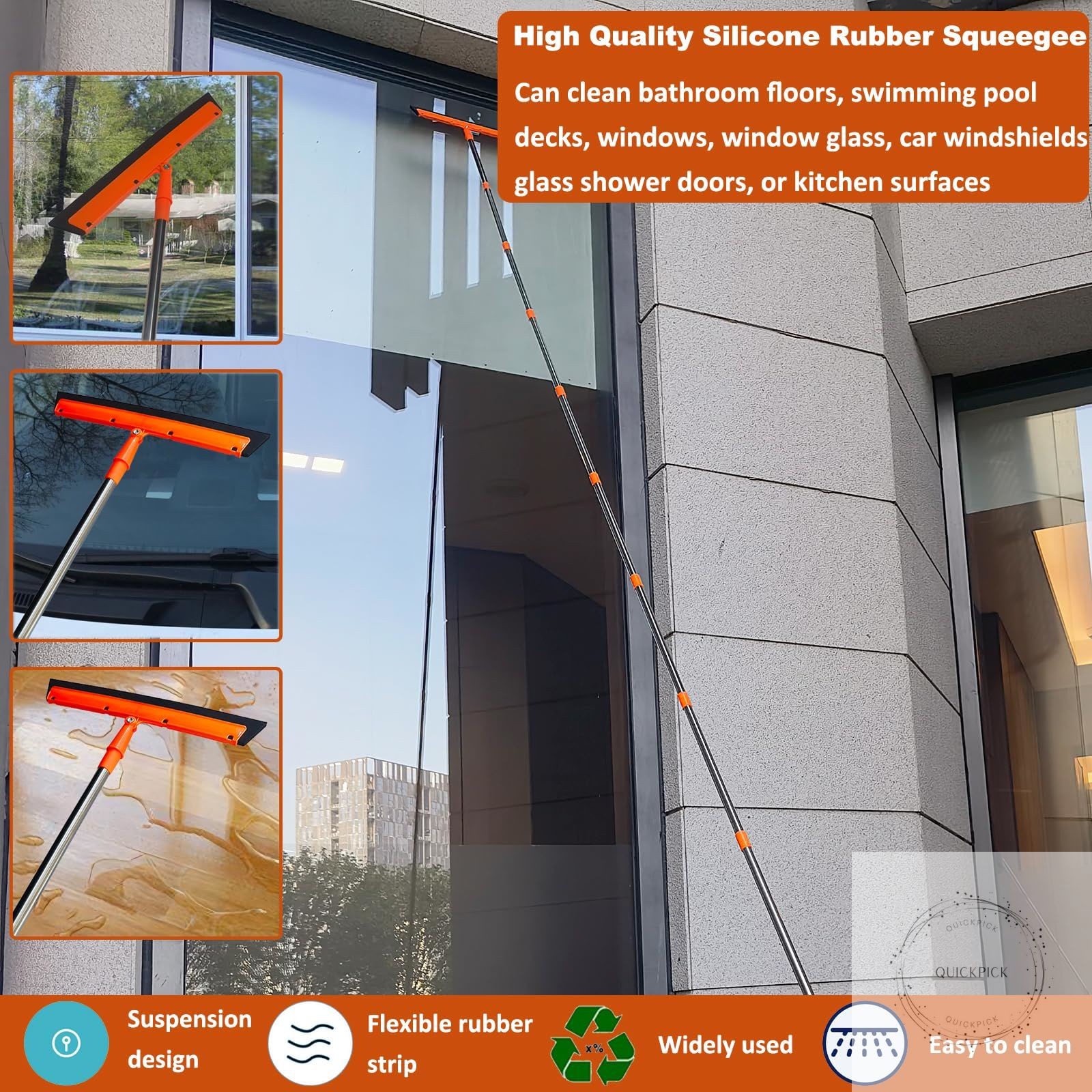 20+ Feet High Reach Duster Kit with 3-14 ft Extension Pole High Ceiling Dusting