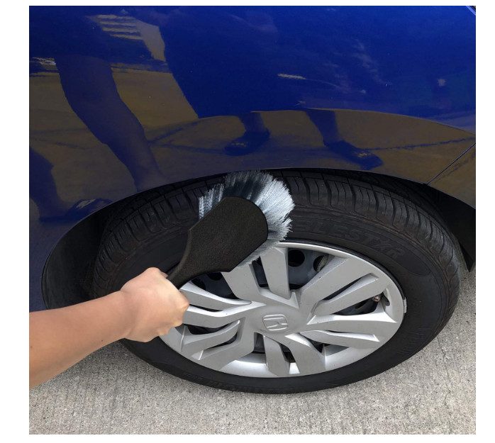 Wheel & Tire Brush for Car Rim, Soft Bristle Car Wash Brush, Cleans Tires & Rele