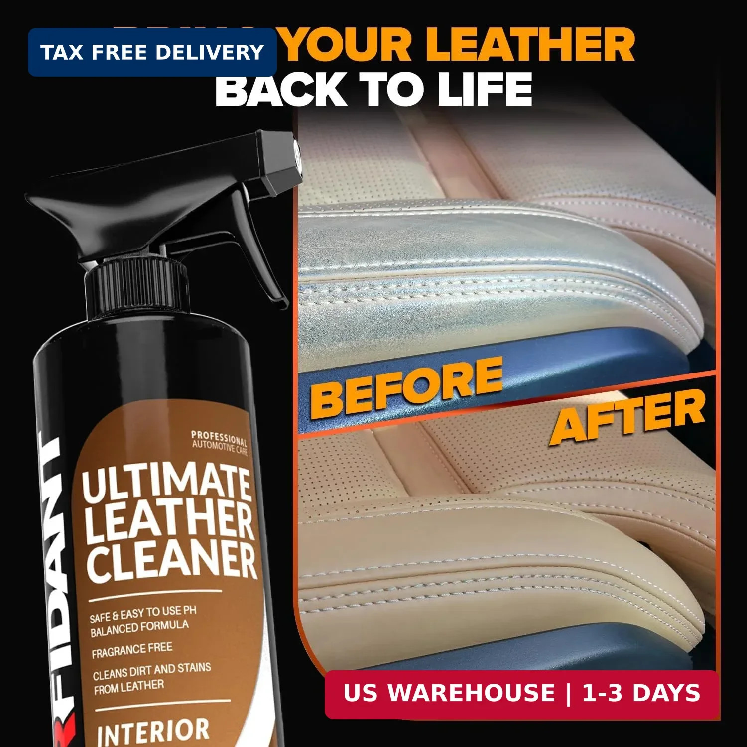 Leather Couch Cleaner – pH Neutral, Non-Toxic & Non-Greasy – Gently Removes Stai