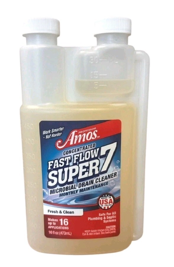 Professor Amos’ Fast Flow Super 7 Microbial Drain Cleaner Clean Lemon 16 FL Oz.