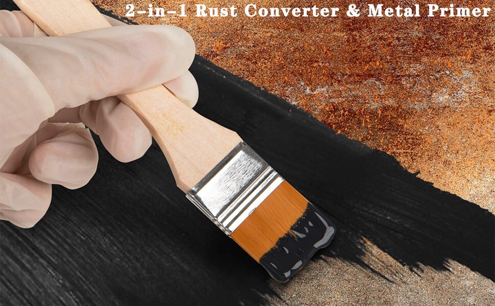 2in1 Rust Converter & Metal Primer, 35 Floz Black Rust Inhibitor Paint for Metal