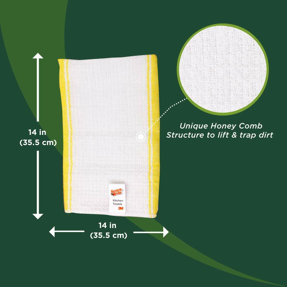 3No. Scotch-Brite Cotton Kitchen Towels – Dry Cotton, Wool Clean -Free Ship