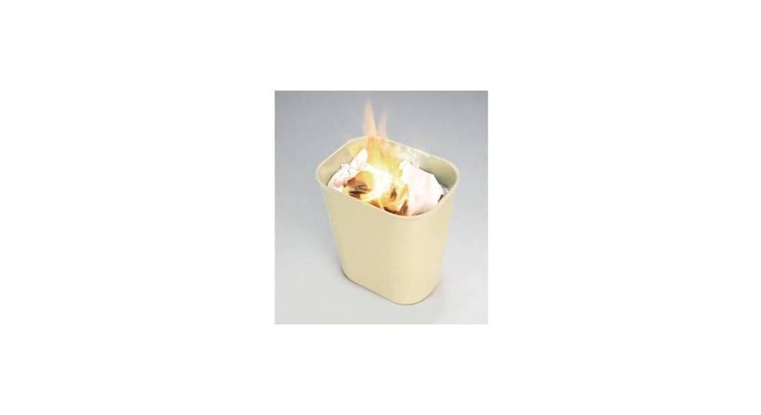 Trash Can 8.25X11.13X12.25 IN 3.5 GAL 14 QT Beige Rectangle Resin Fire Resistant