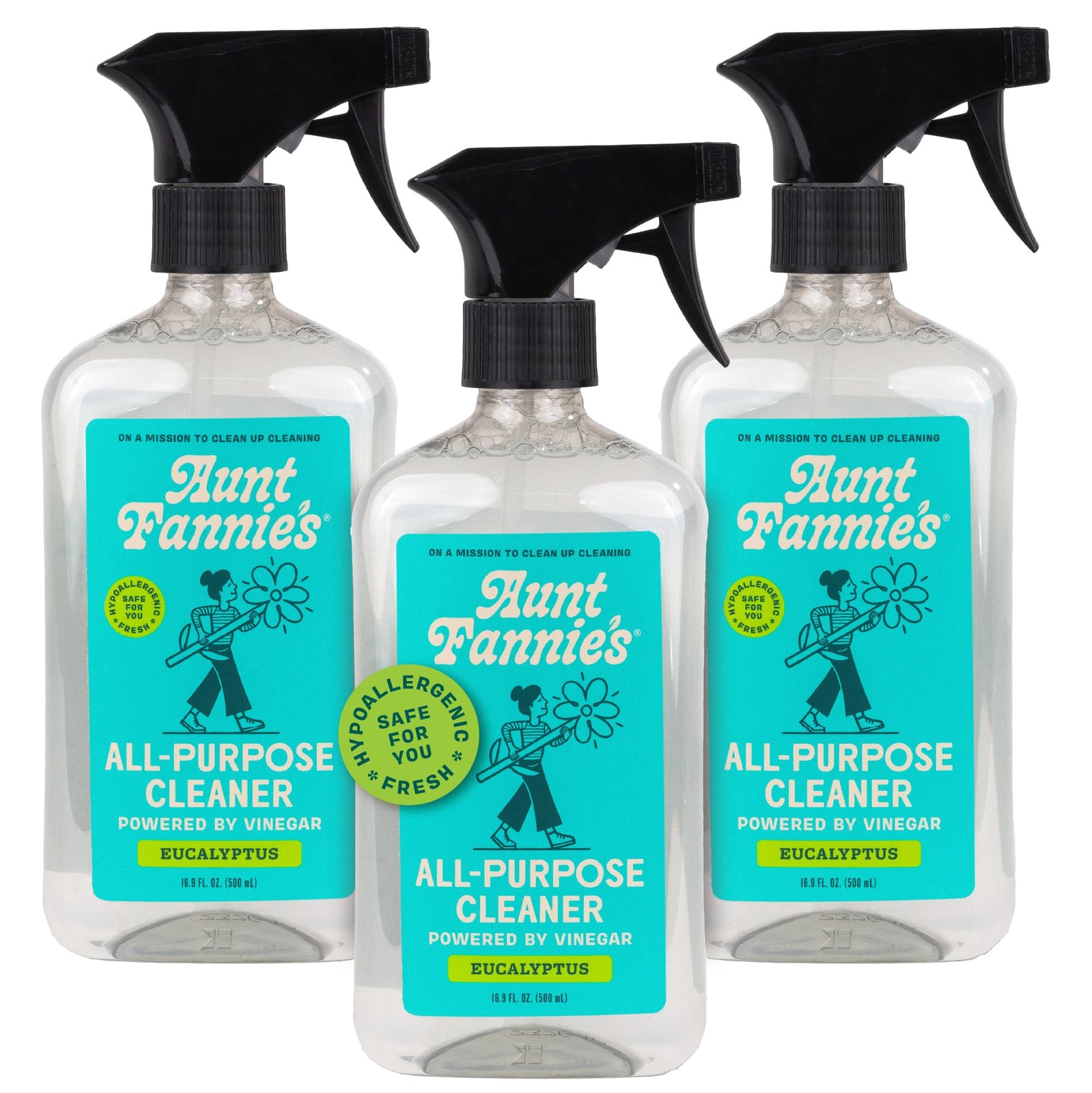 Aunt Fannie’s All Purpose Household 16.9 Fl Oz (Pack of 3), Eucalyptus