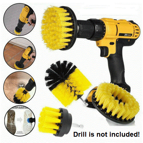 Drill Brushes Set 3pcs Tile Grout Power Scrubber Cleaner Spin Tub Shower Wall