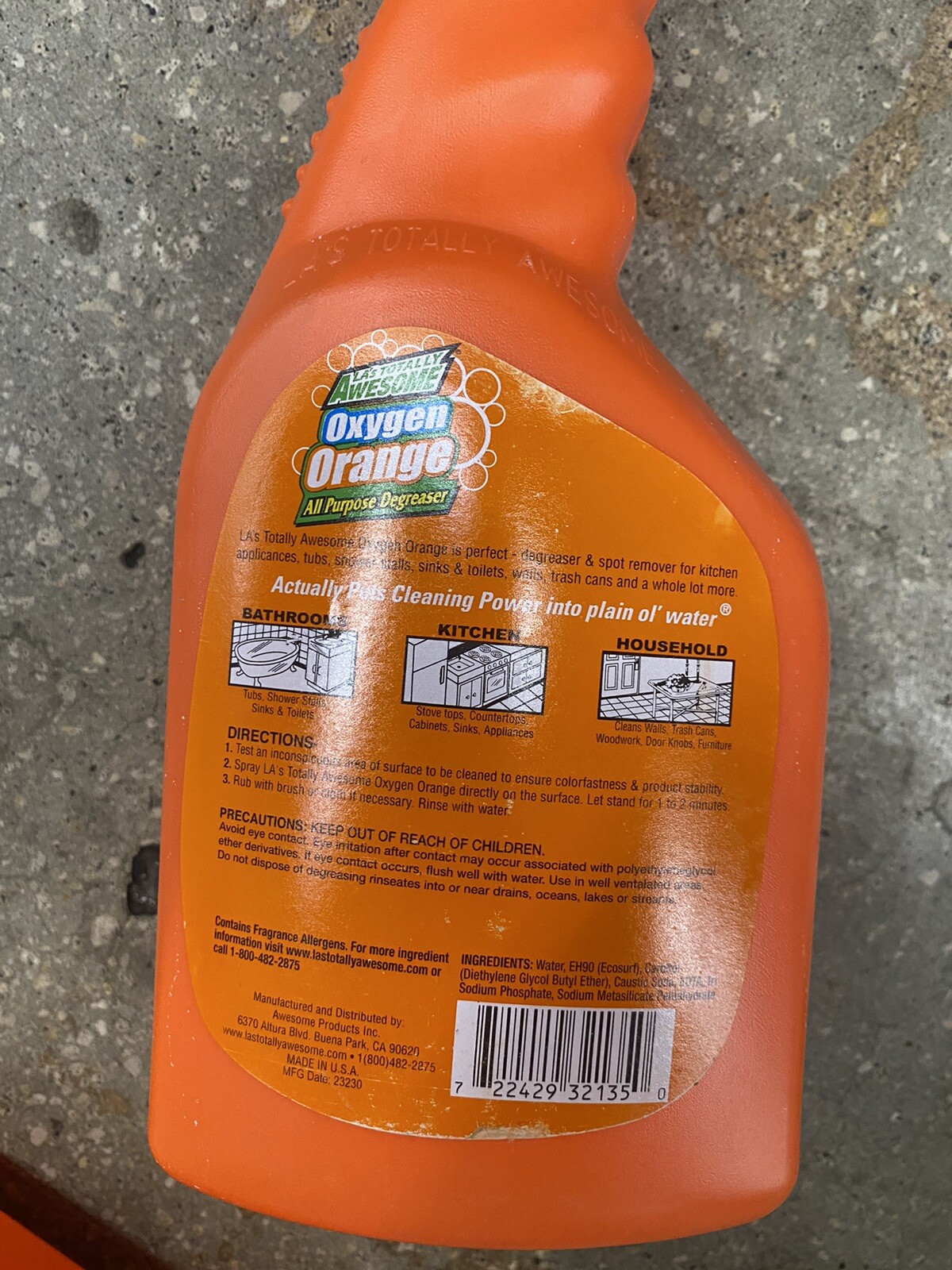 2 Pk LA’s Totally Awesome Oxygen Orange Cleaner 32Oz Degreaser Spot Remover