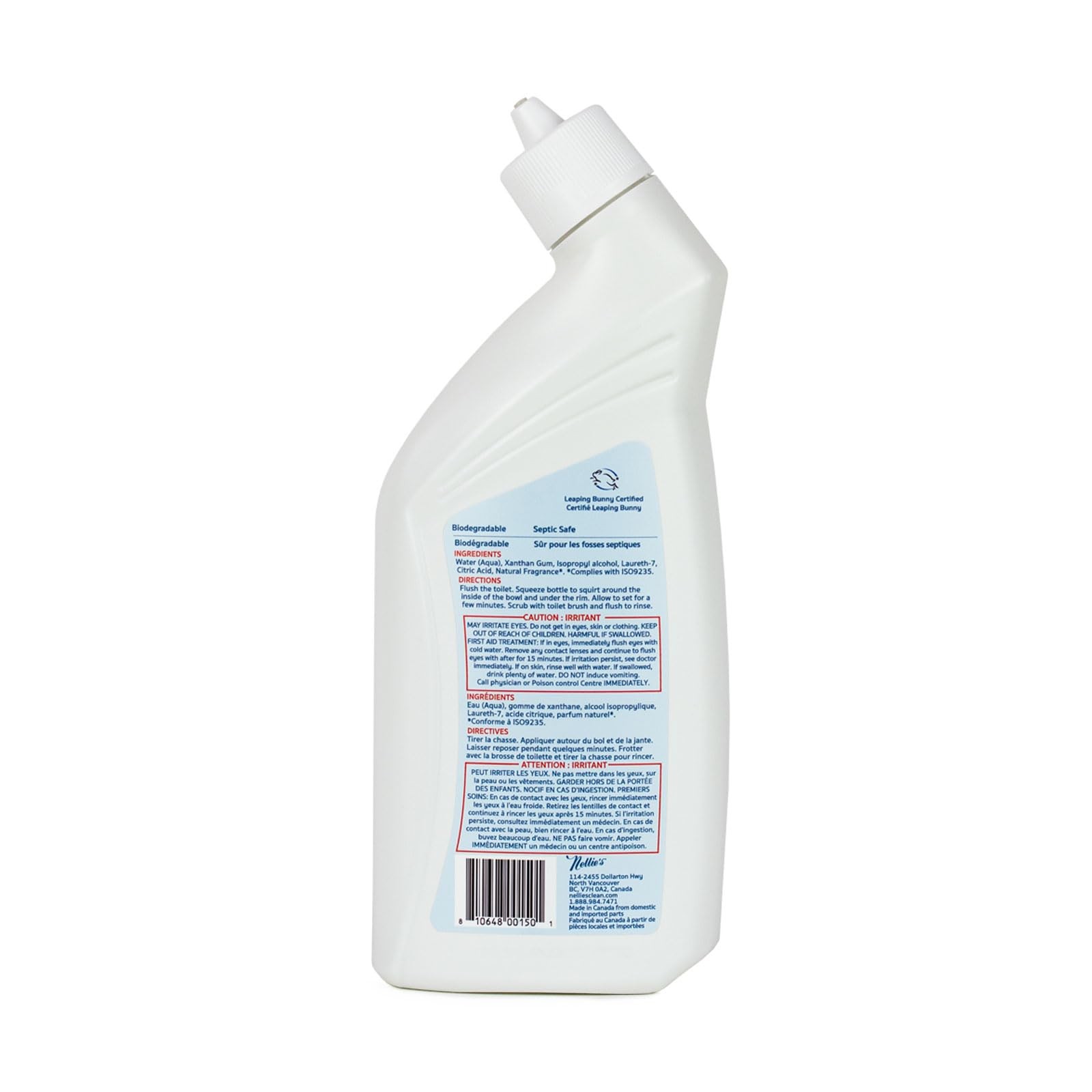 Nellies Eco Friendly Toilet Bowl Cleaner 24 Fl Oz Lemongrass Scent Safe for Pets