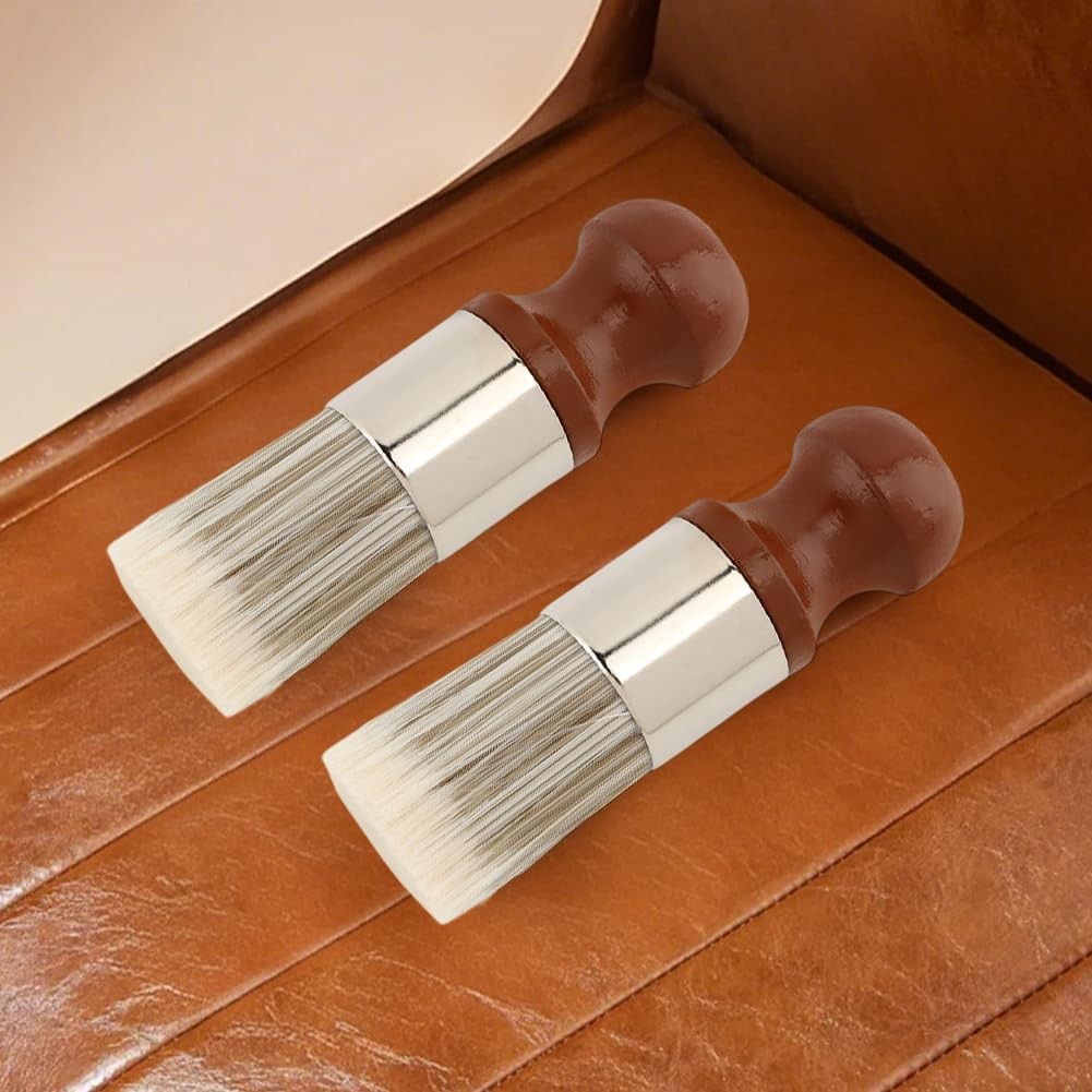 2Pcs Leather Cleaning Brushes with Gloves, Furniture Wax Brush for Wood & Car