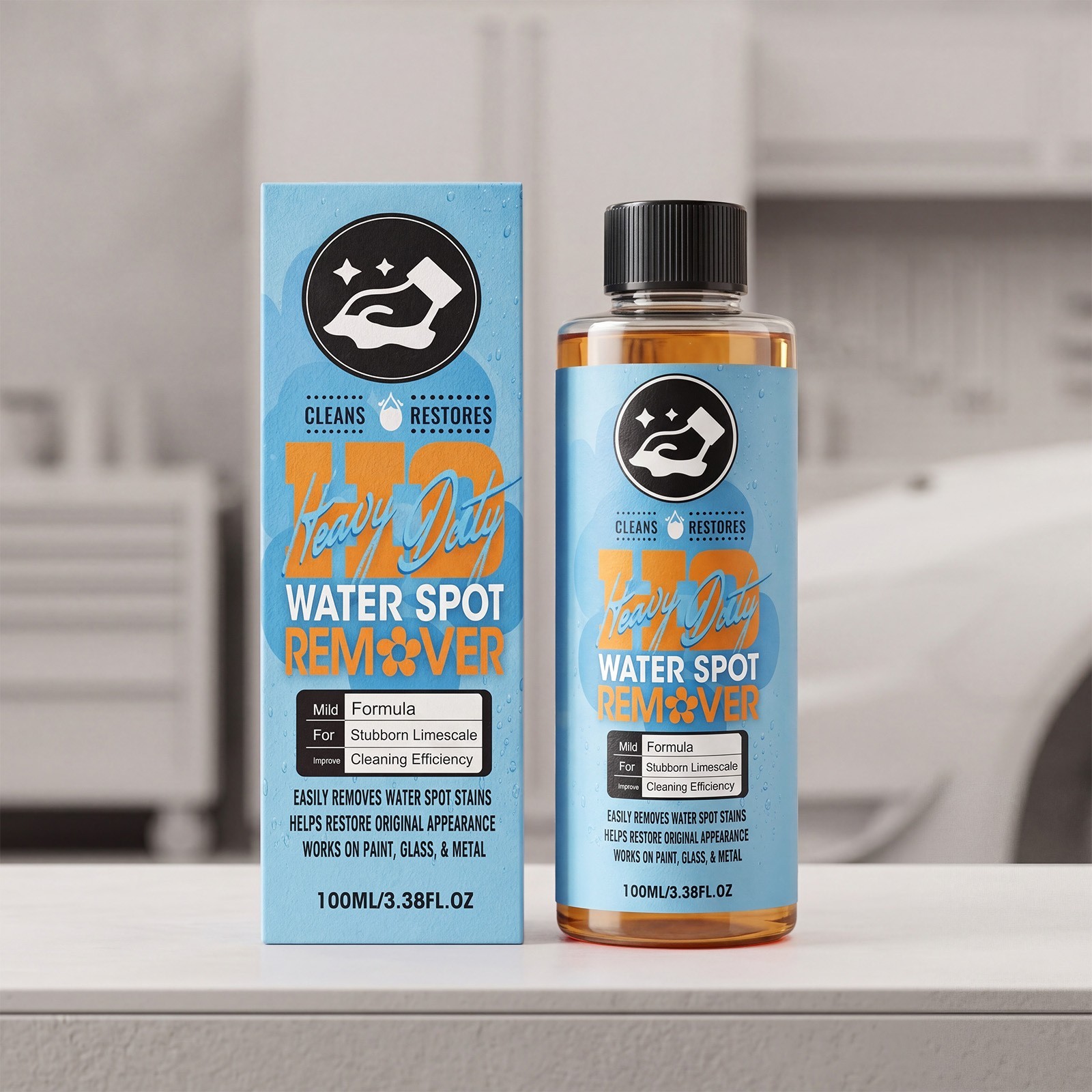 Heavy Duty Water Spot Remover Gel for Paint, Glass, and Metal – Mineral and Wate