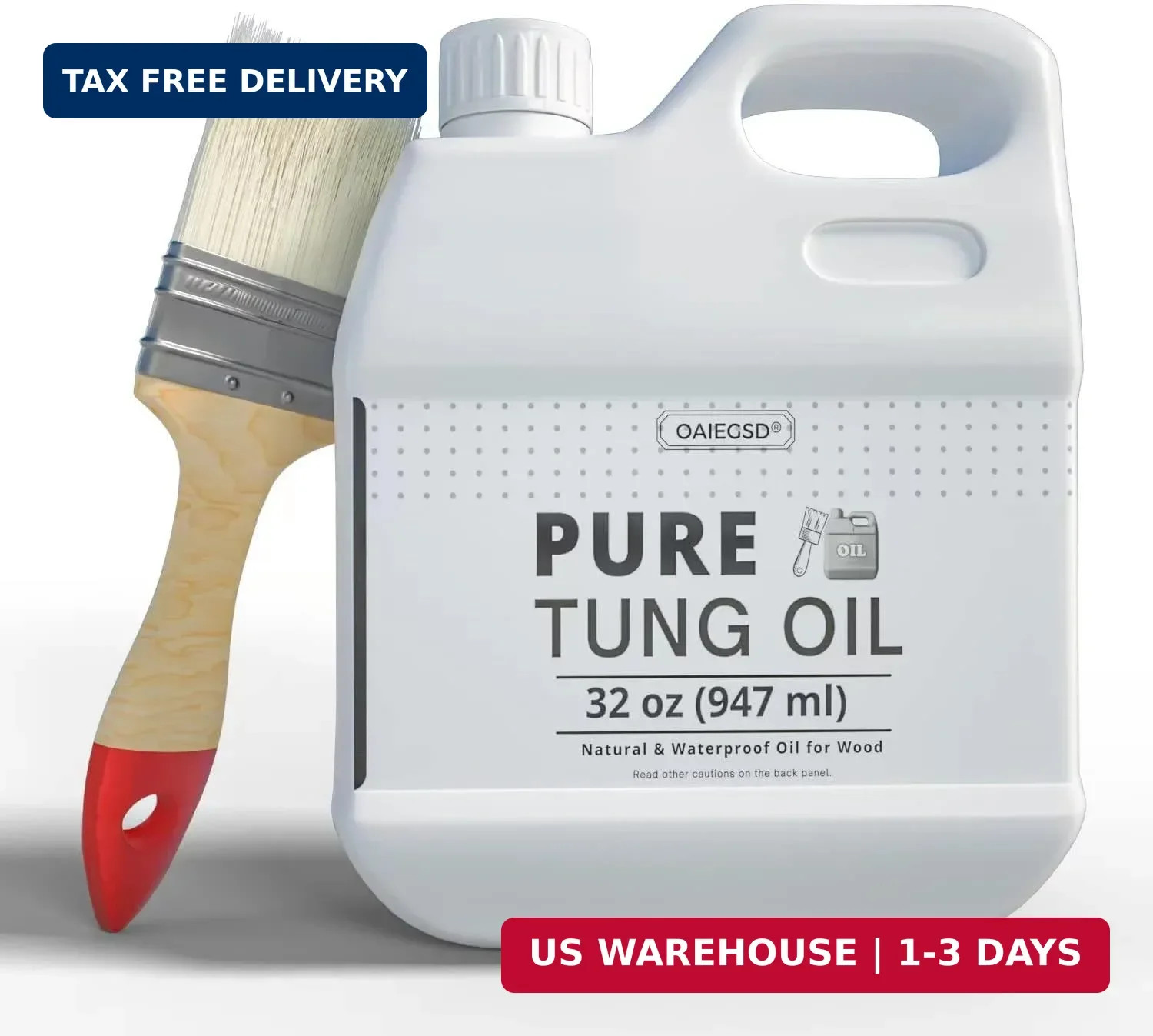 32oz 100% Pure Tung Oil for Wood Outdoor with Brush, Safe Food Grade Tung Oil fo