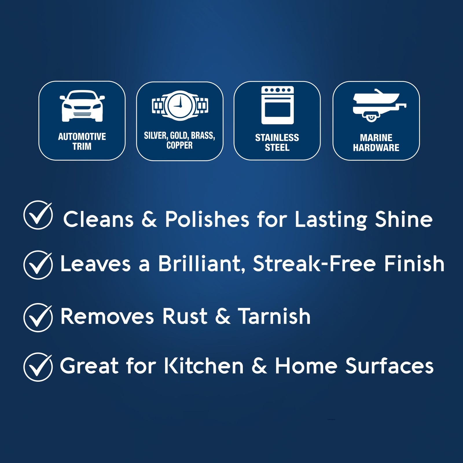Metal Polish Cleaner for Cars, Kitchens & Bathrooms – Easy Tear Pads, 5 oz