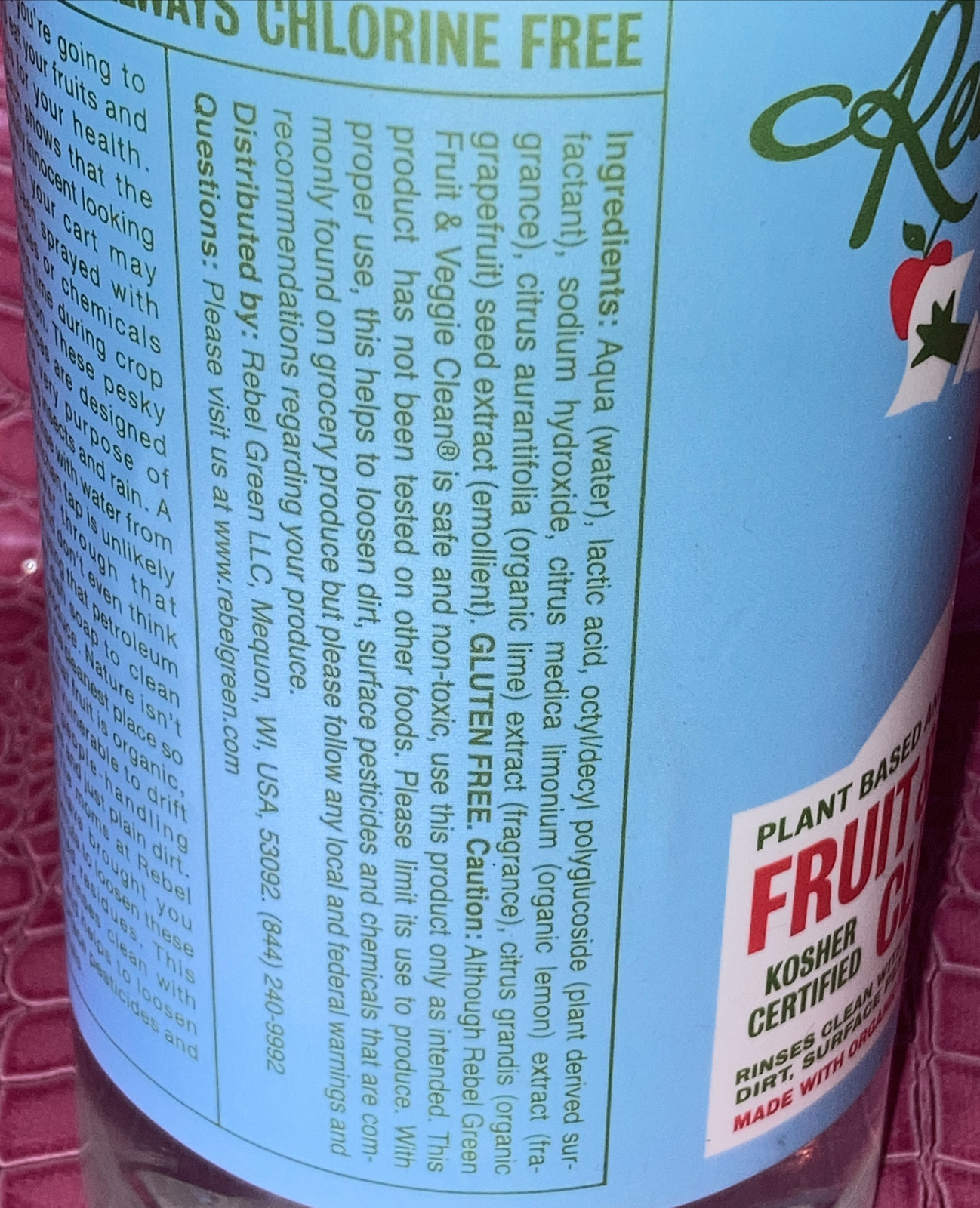 Rebel Green Fruit and Veggie, Cleaner 34 Fl Oz