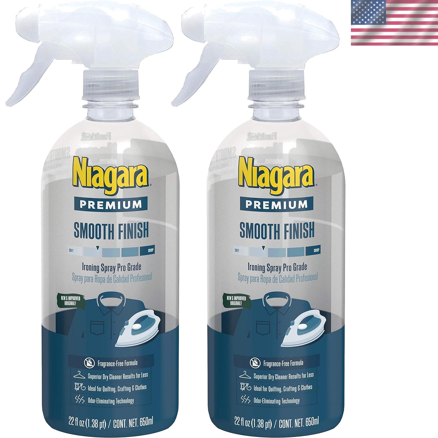 Spray Starch 22 Oz, 2 Pack Trigger Pump Liquid Starch for Ironing, Non-Aeroso…