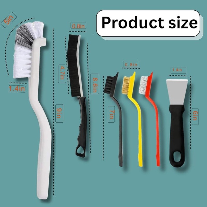 Multi-Surface Scrub Brush Set Heavy-Duty Cleaning Kitchen Bathroom Grout Tile US