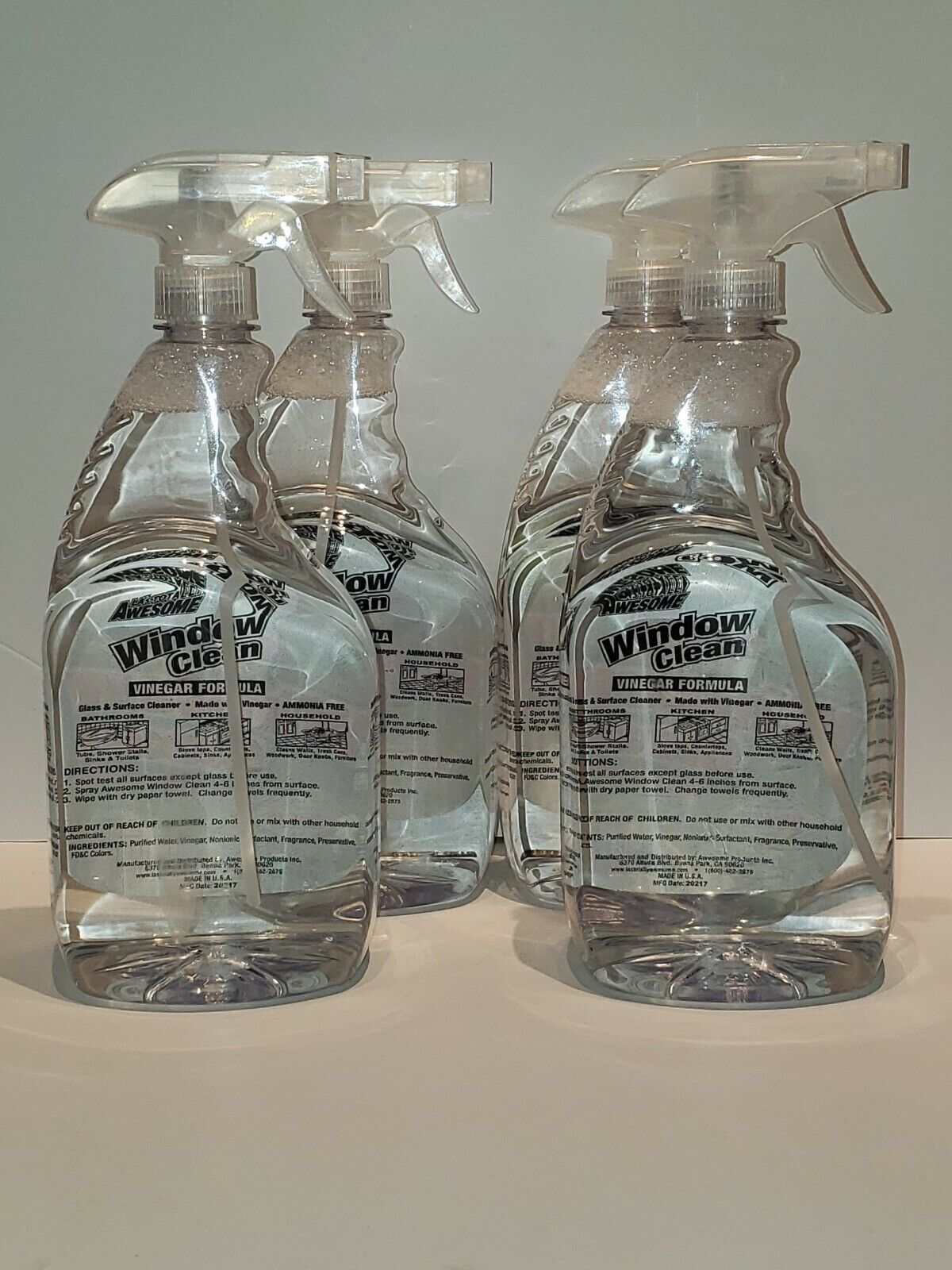 Lot Of 2 LA’S Totally Awesome Window Cleaner Vinegar Formula Streak FREE 40 oz