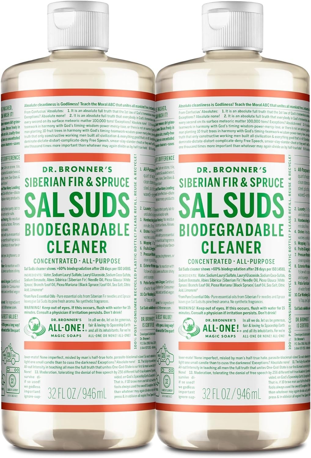 Dr. Bronner’S – Sal Suds Biodegradable Cleaner (32 Ounce) – ***2 PACK****