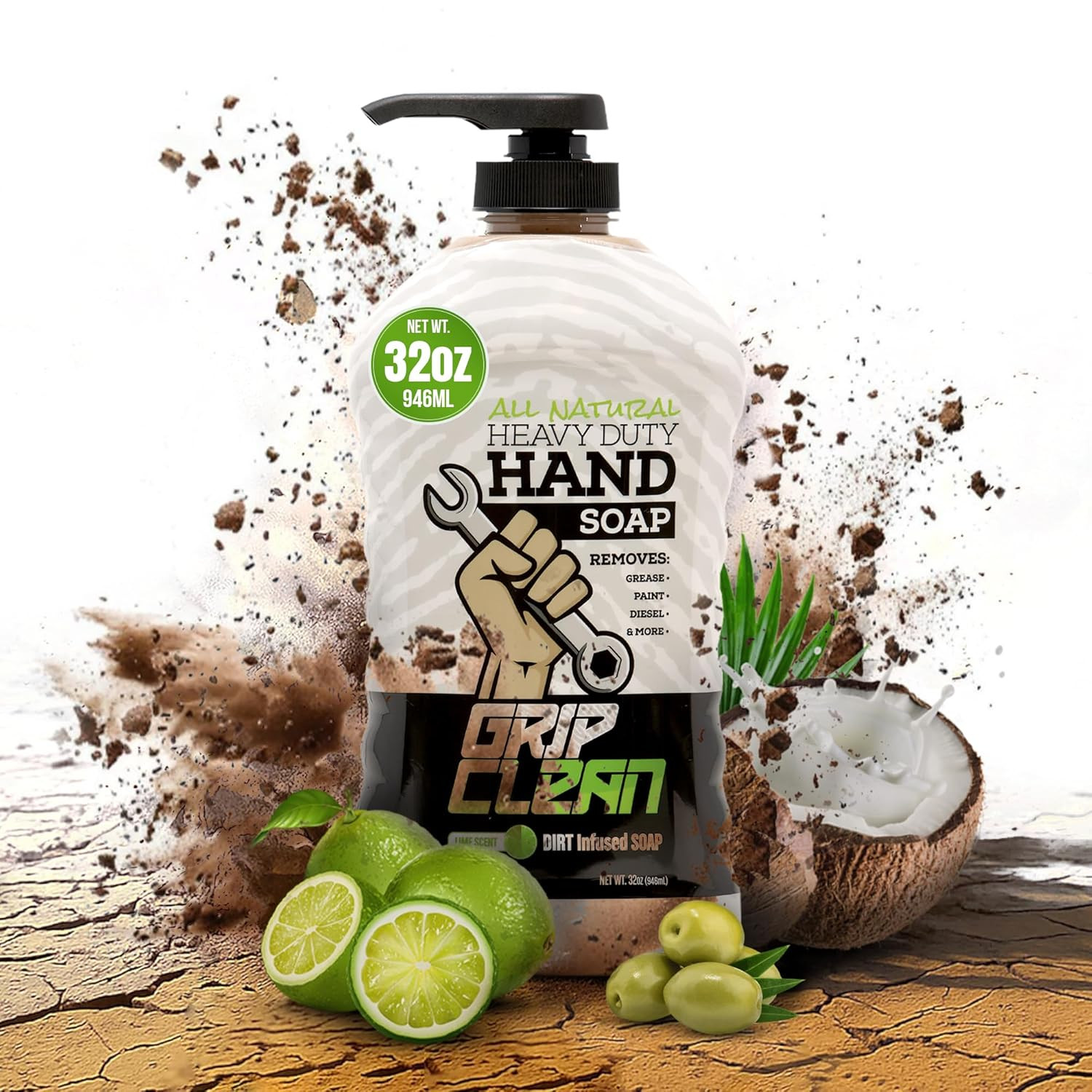 Grip Clean Heavy Duty Hand Cleaner for Mechanics – Natural Pumice & Clay-Infused