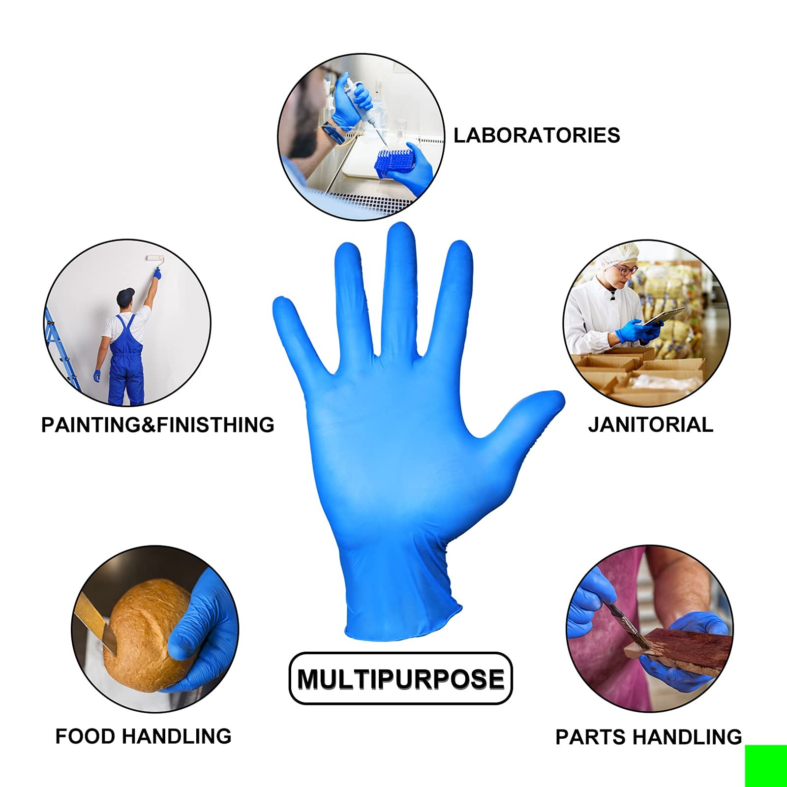 PEIPU Nitrile Gloves Disposable (Medium, Medium (Pack of 100), Blue